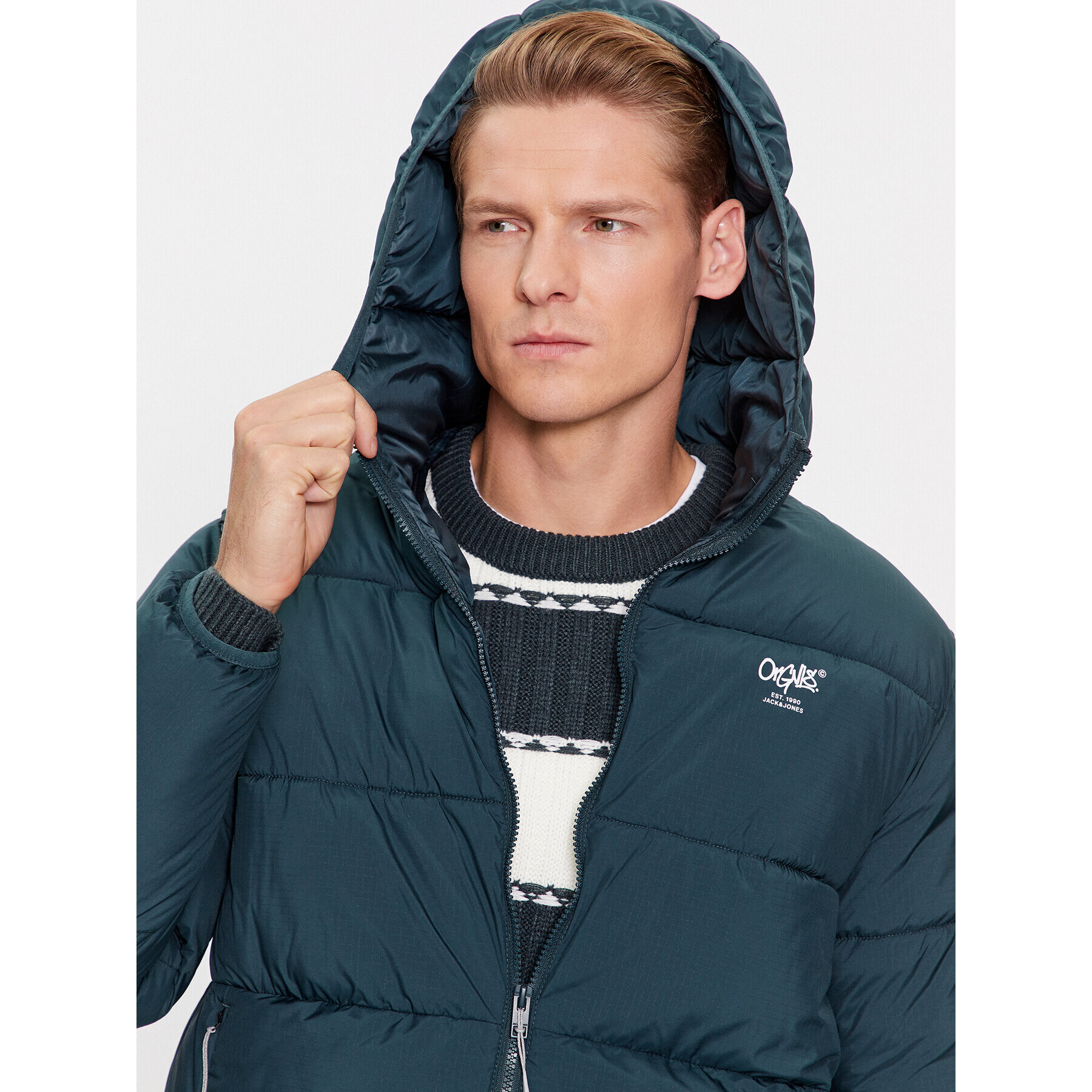 Jack&Jones Пухено яке 12238878 Зелен Regular Fit - Pepit.bg