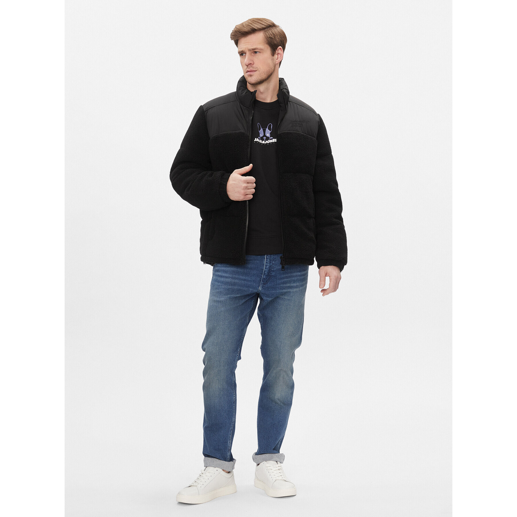 Jack&Jones Пухено яке 12246685 Черен Regular Fit - Pepit.bg