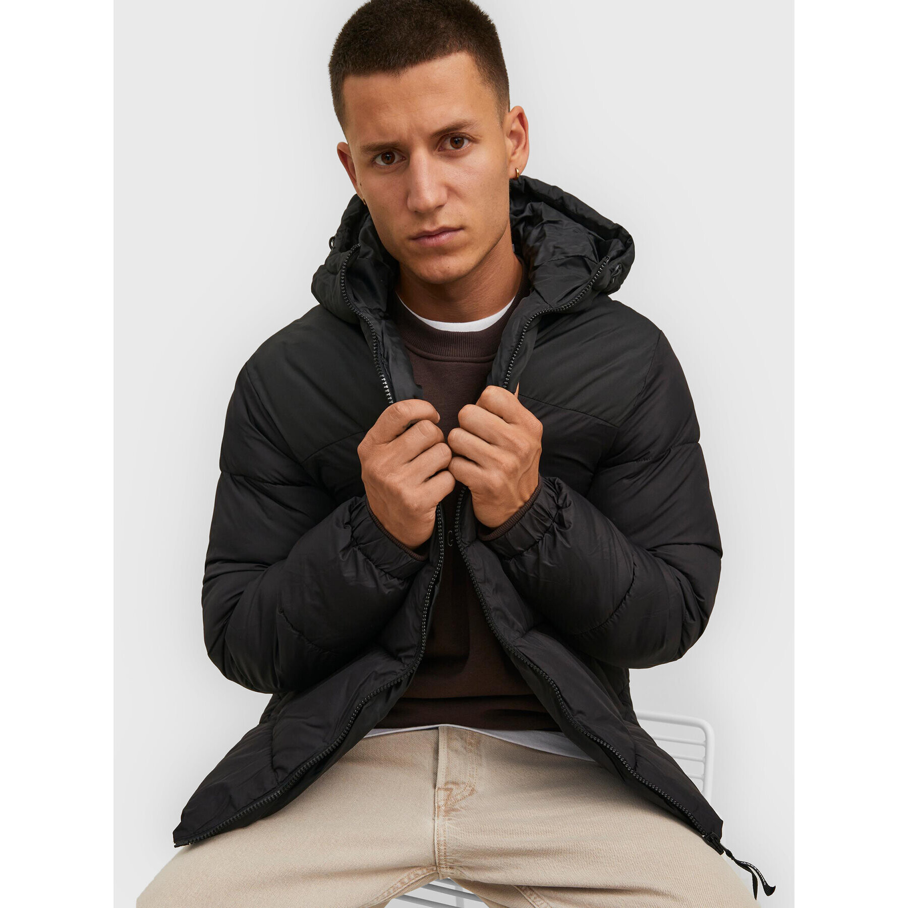 Jack&Jones Пухено яке Chili 12212212 Черен Regular Fit - Pepit.bg