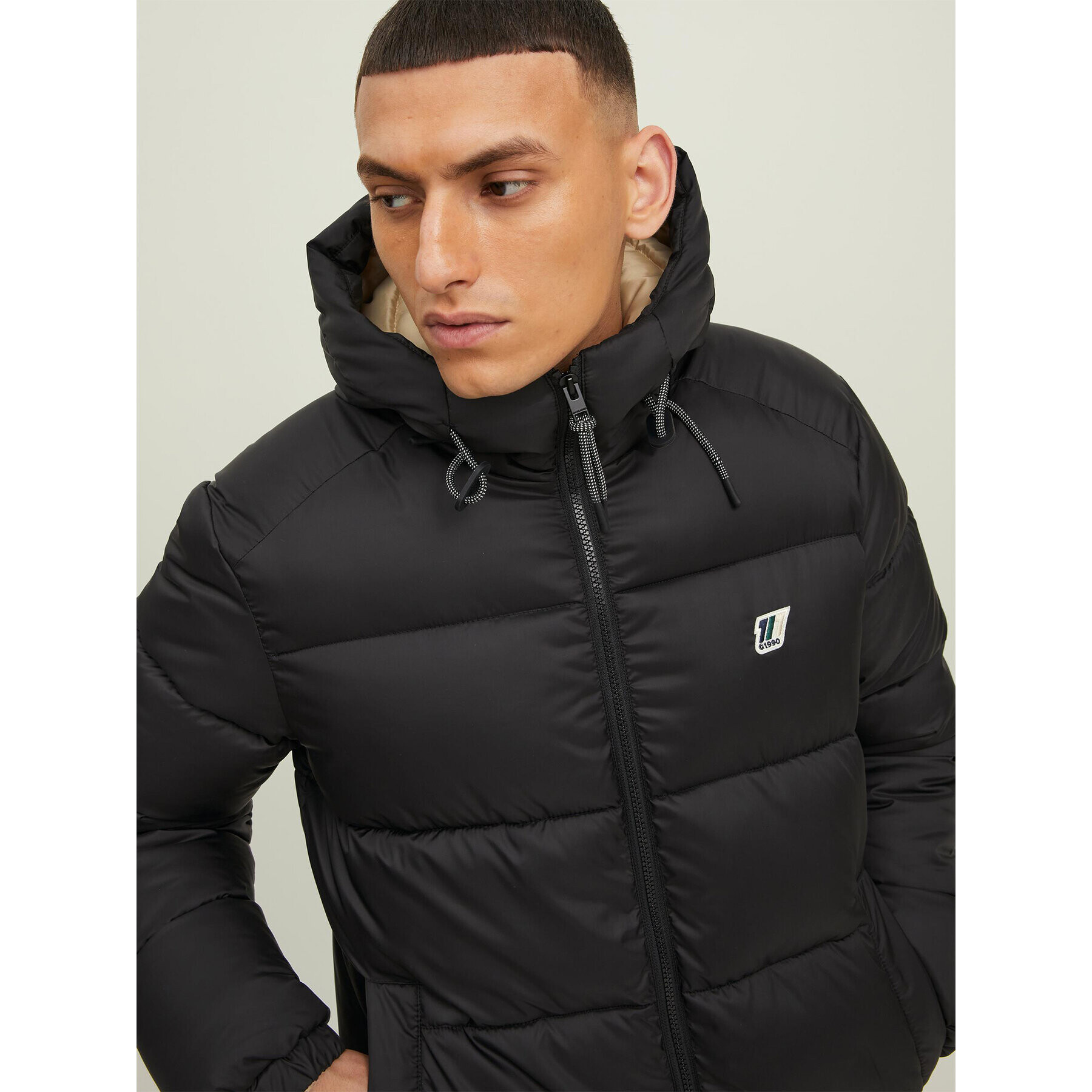 Jack&Jones Пухено яке Jorslope 12215147 Черен Regular Fit - Pepit.bg