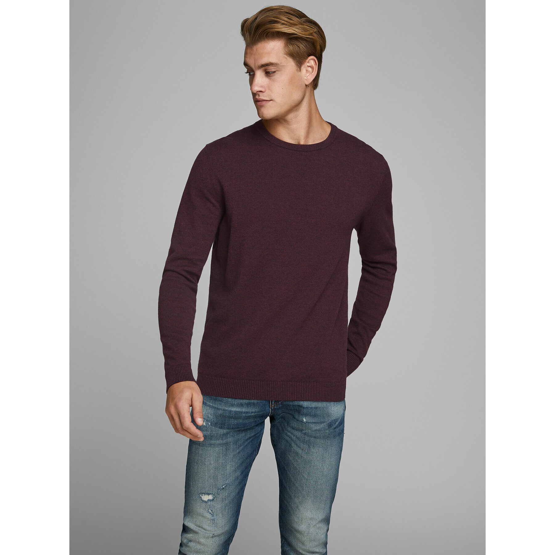 Jack&Jones Пуловер 12137190 Бордо Regular Fit - Pepit.bg