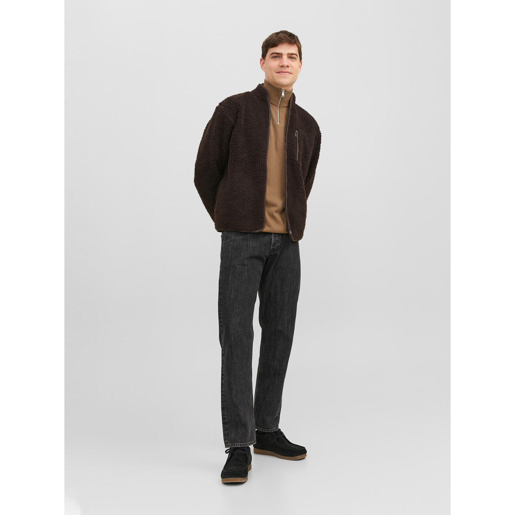 Jack&Jones Пуловер 12189339 Кафяв Regular Fit - Pepit.bg