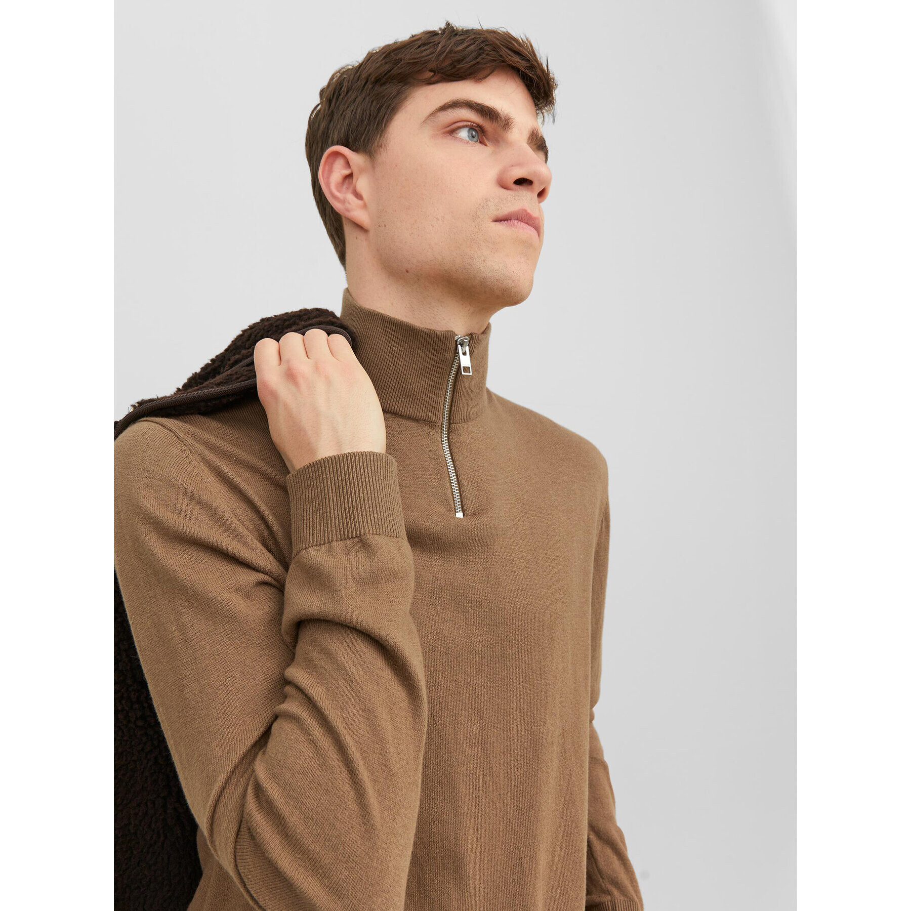 Jack&Jones Пуловер 12189339 Кафяв Regular Fit - Pepit.bg