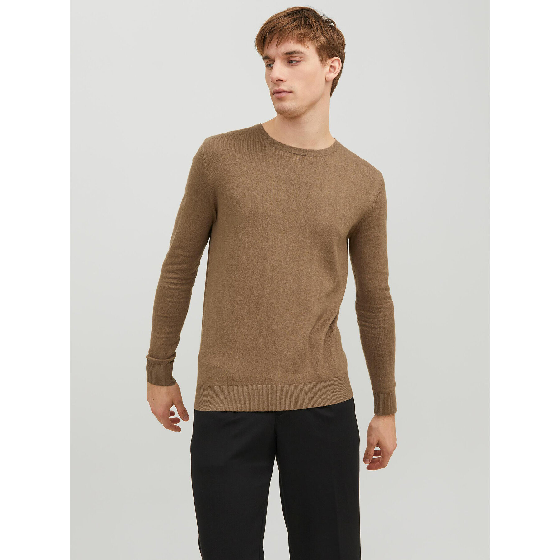 Jack&Jones Пуловер 12208364 Кафяв Regular Fit - Pepit.bg