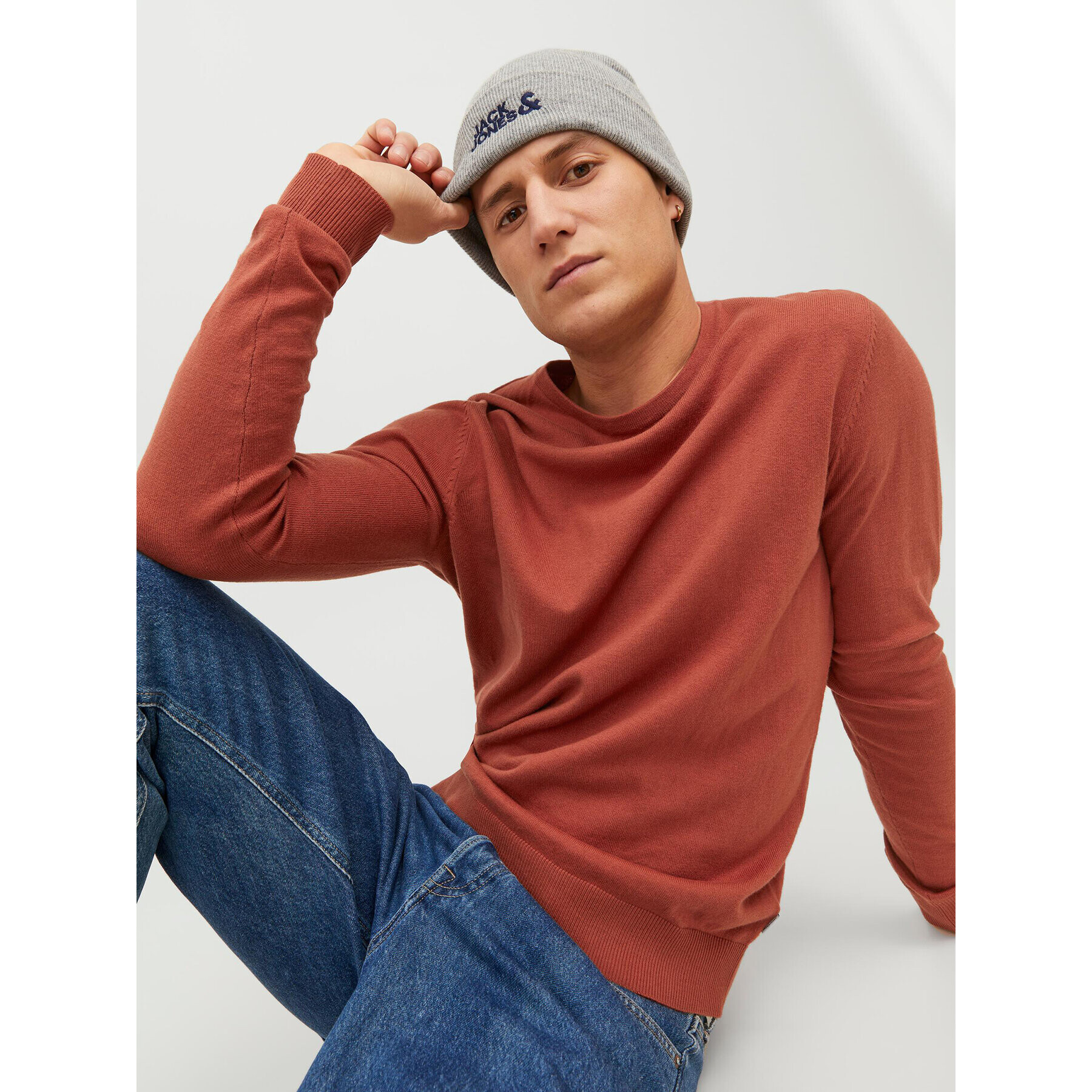 Jack&Jones Пуловер 12208364 Оранжев Regular Fit - Pepit.bg