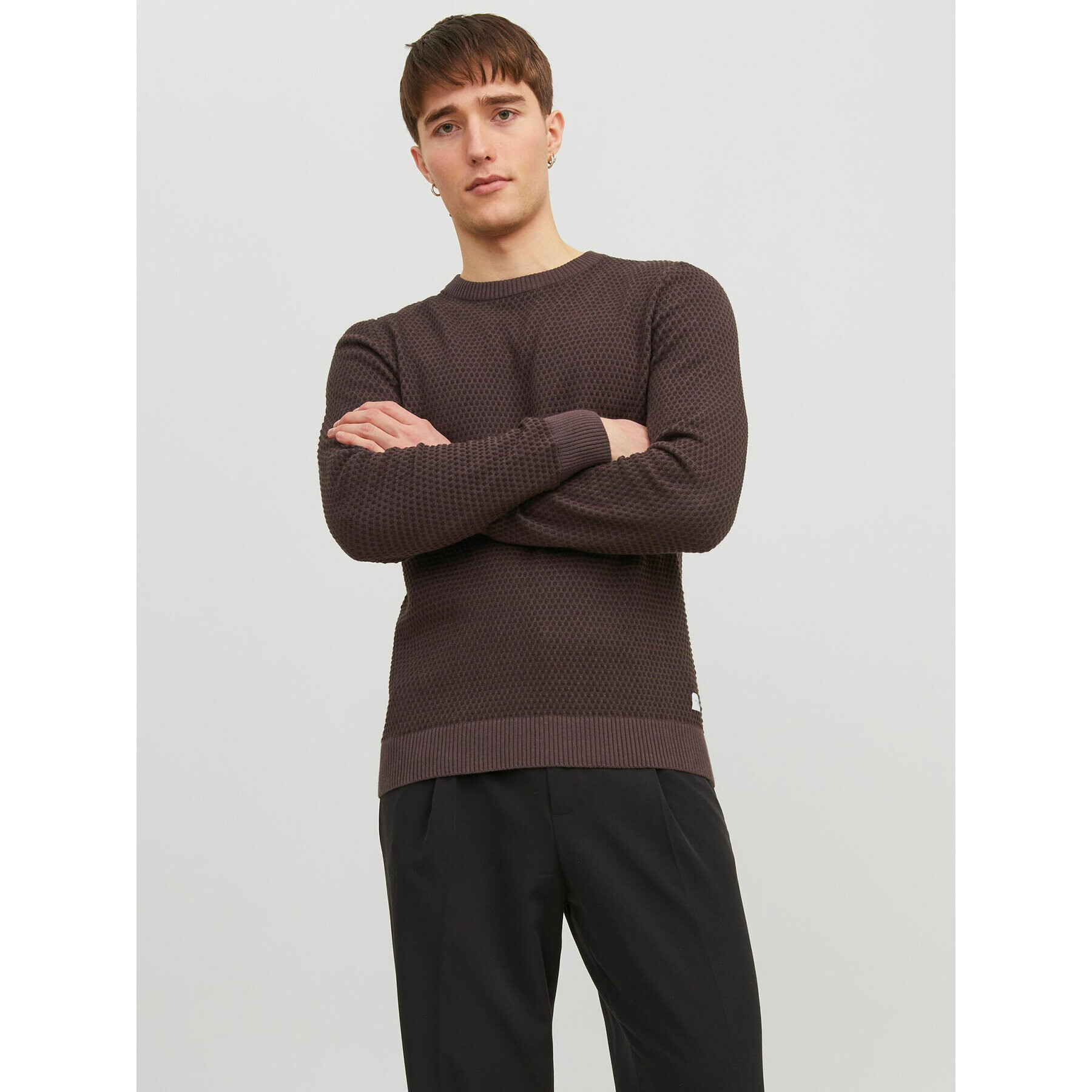 Jack&Jones Пуловер 12212816 Кафяв Regular Fit - Pepit.bg