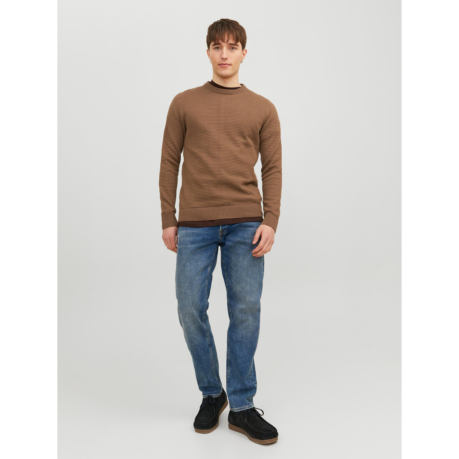 Jack&Jones Пуловер 12212816 Кафяв Regular Fit - Pepit.bg