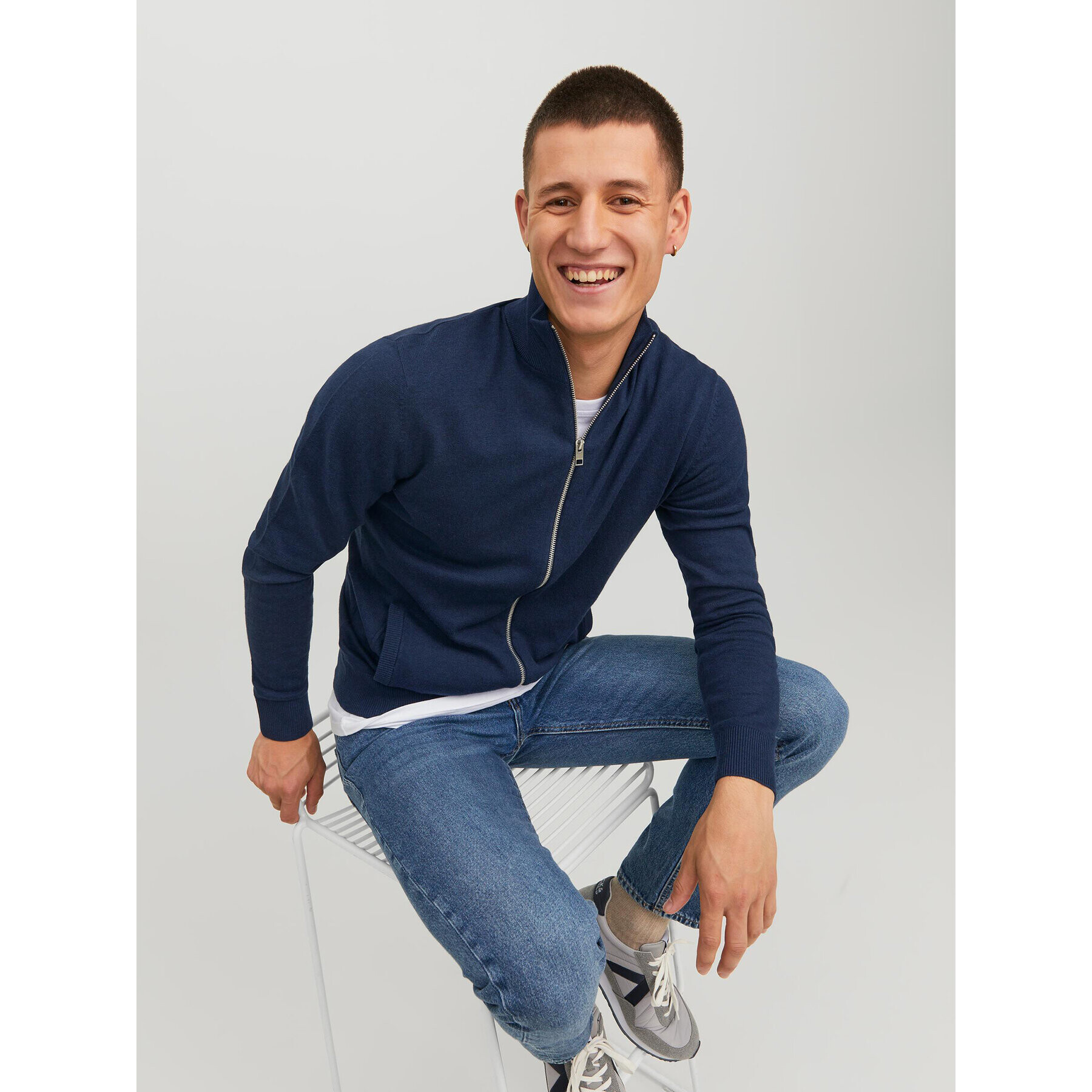 Jack&Jones Пуловер 12223949 Тъмносин Regular Fit - Pepit.bg