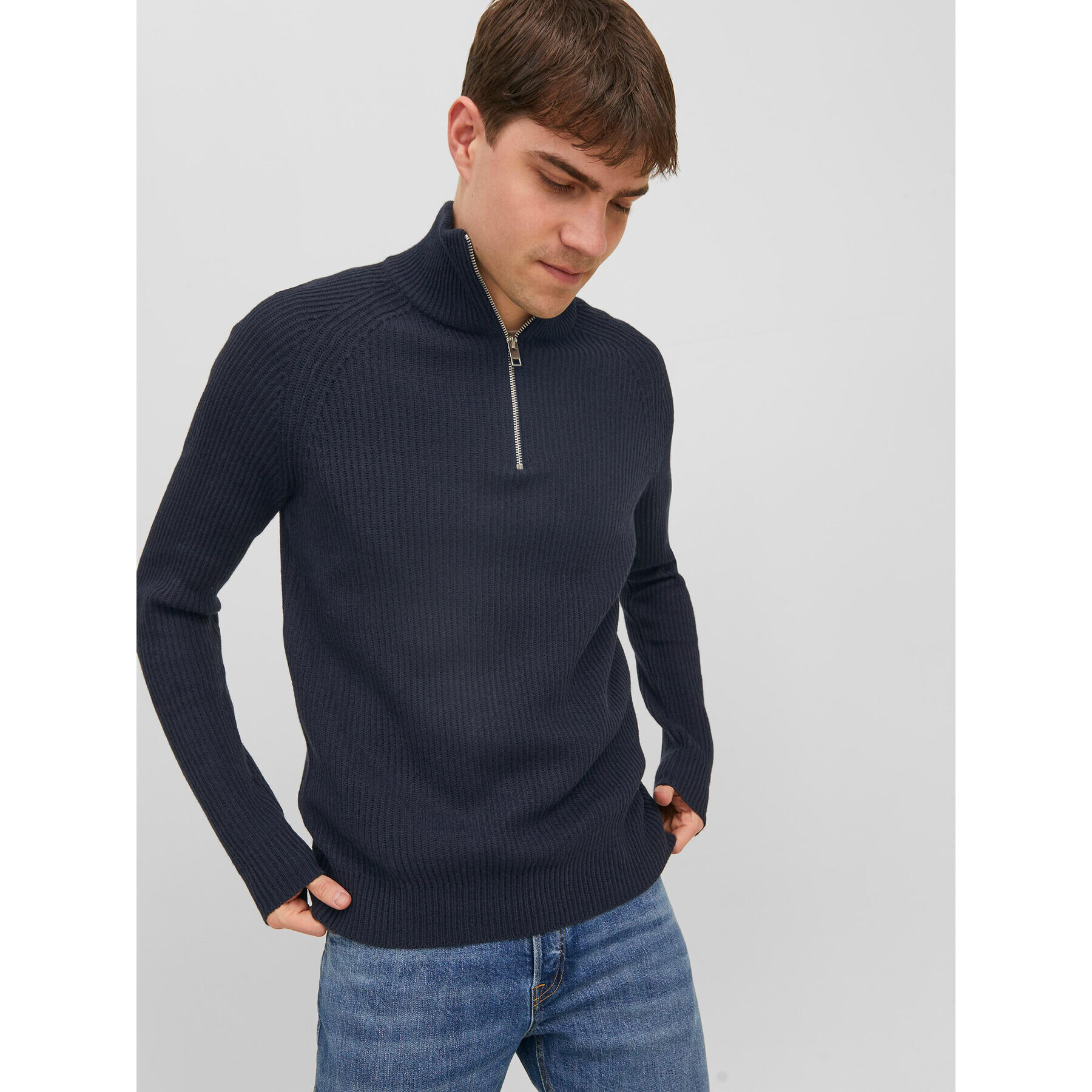 Jack&Jones Пуловер 12236308 Тъмносин Regular Fit - Pepit.bg