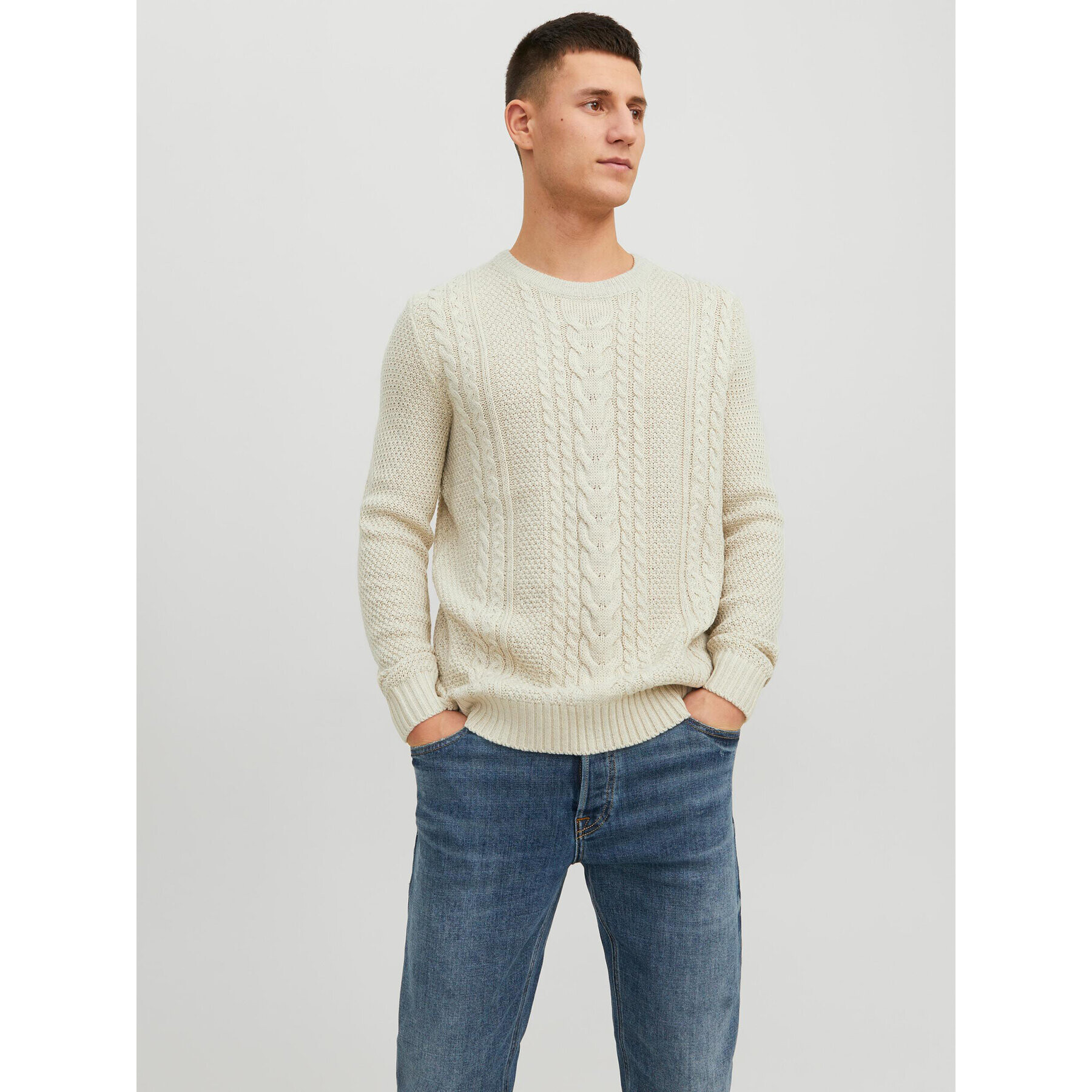 Jack&Jones Пуловер 12236314 Екрю Regular Fit - Pepit.bg