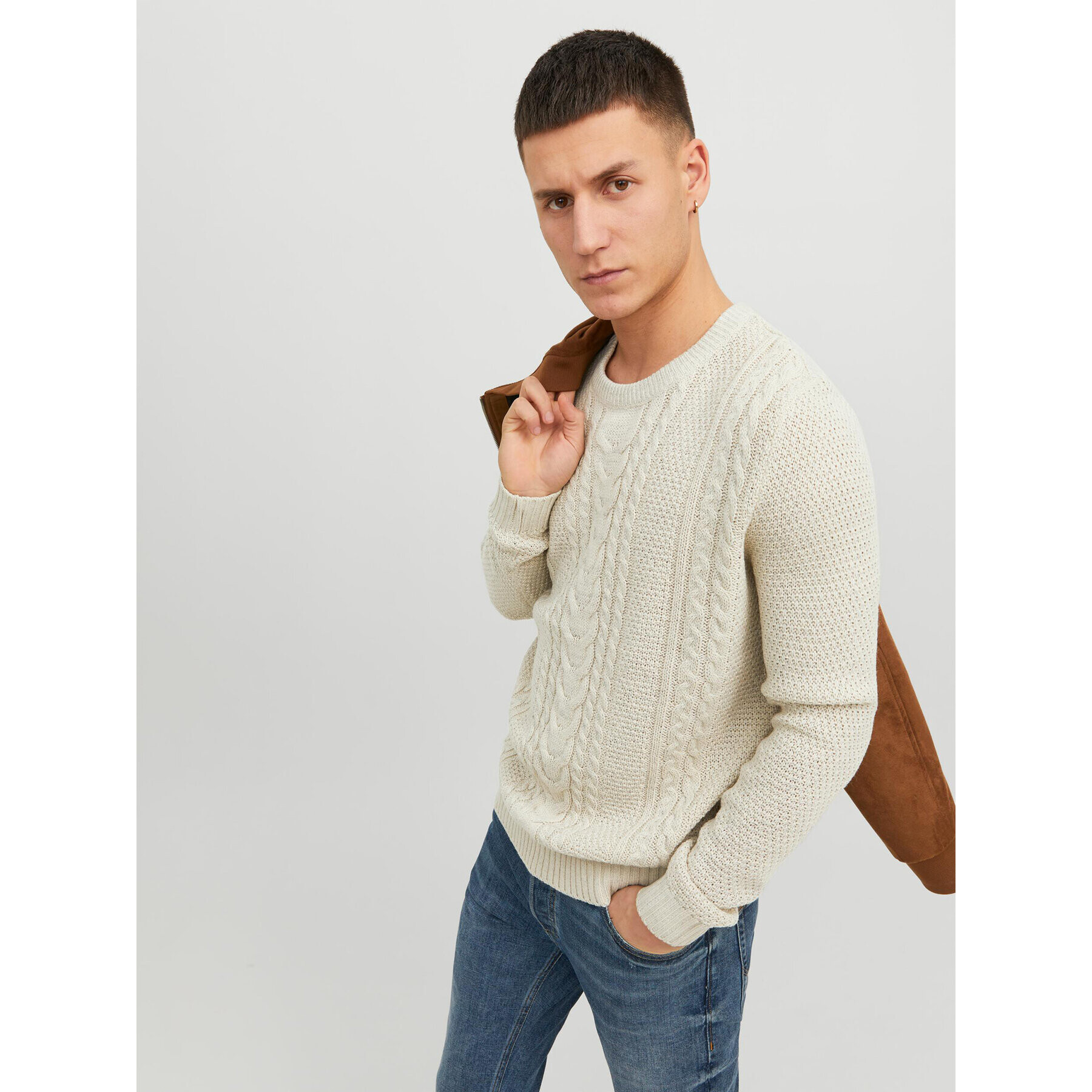 Jack&Jones Пуловер 12236314 Екрю Regular Fit - Pepit.bg