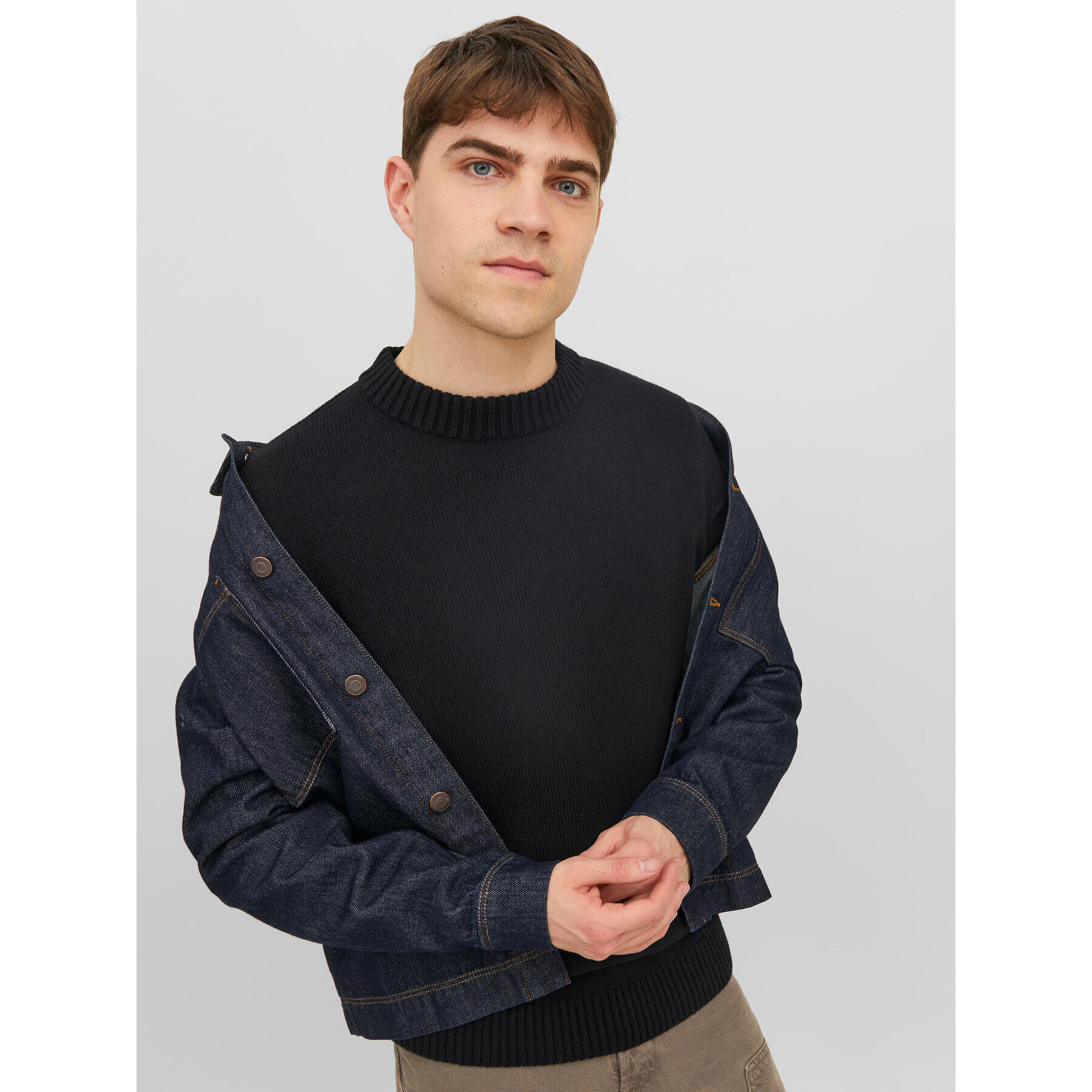 Jack&Jones Пуловер 12236774 Черен Regular Fit - Pepit.bg