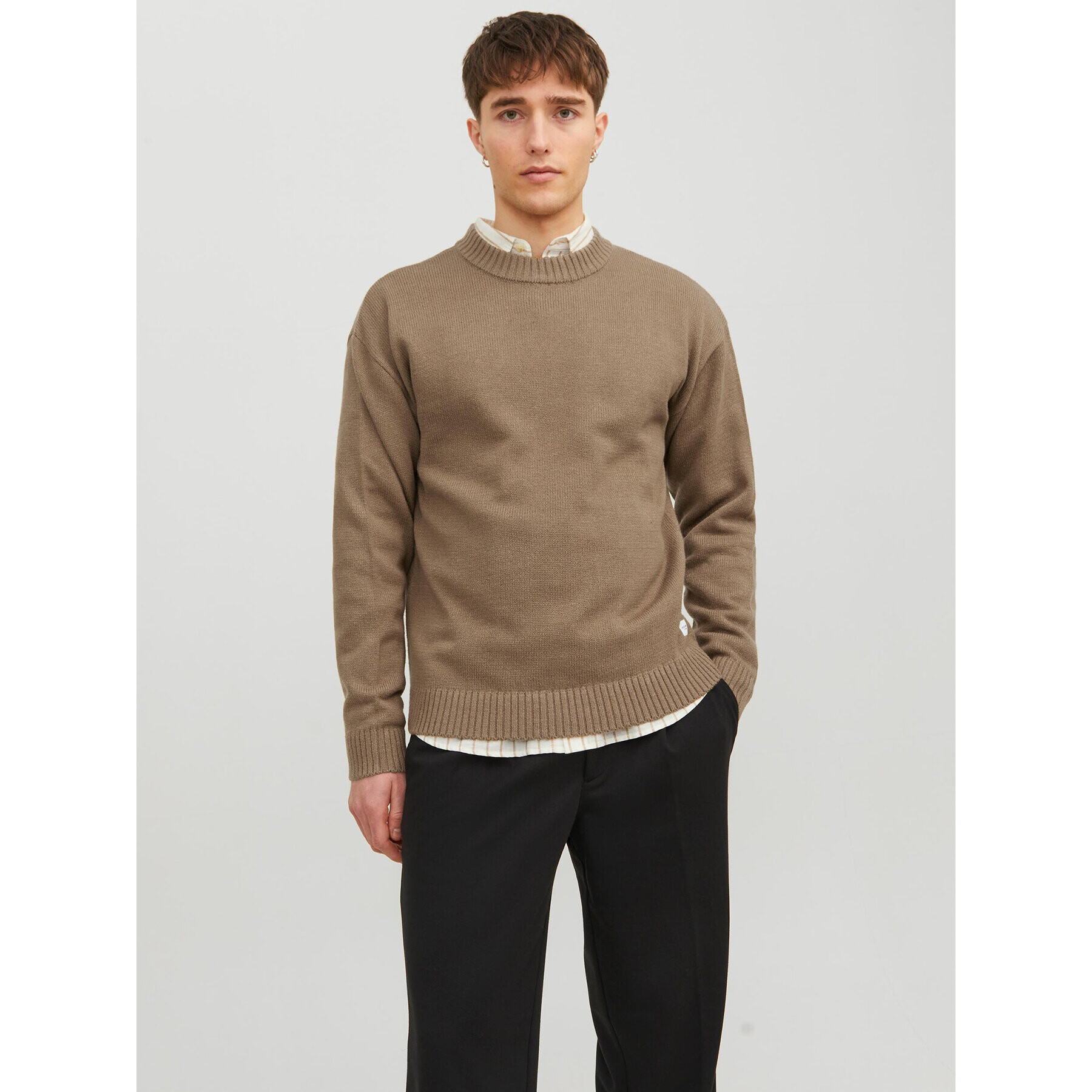 Jack&Jones Пуловер 12236774 Кафяв Regular Fit - Pepit.bg