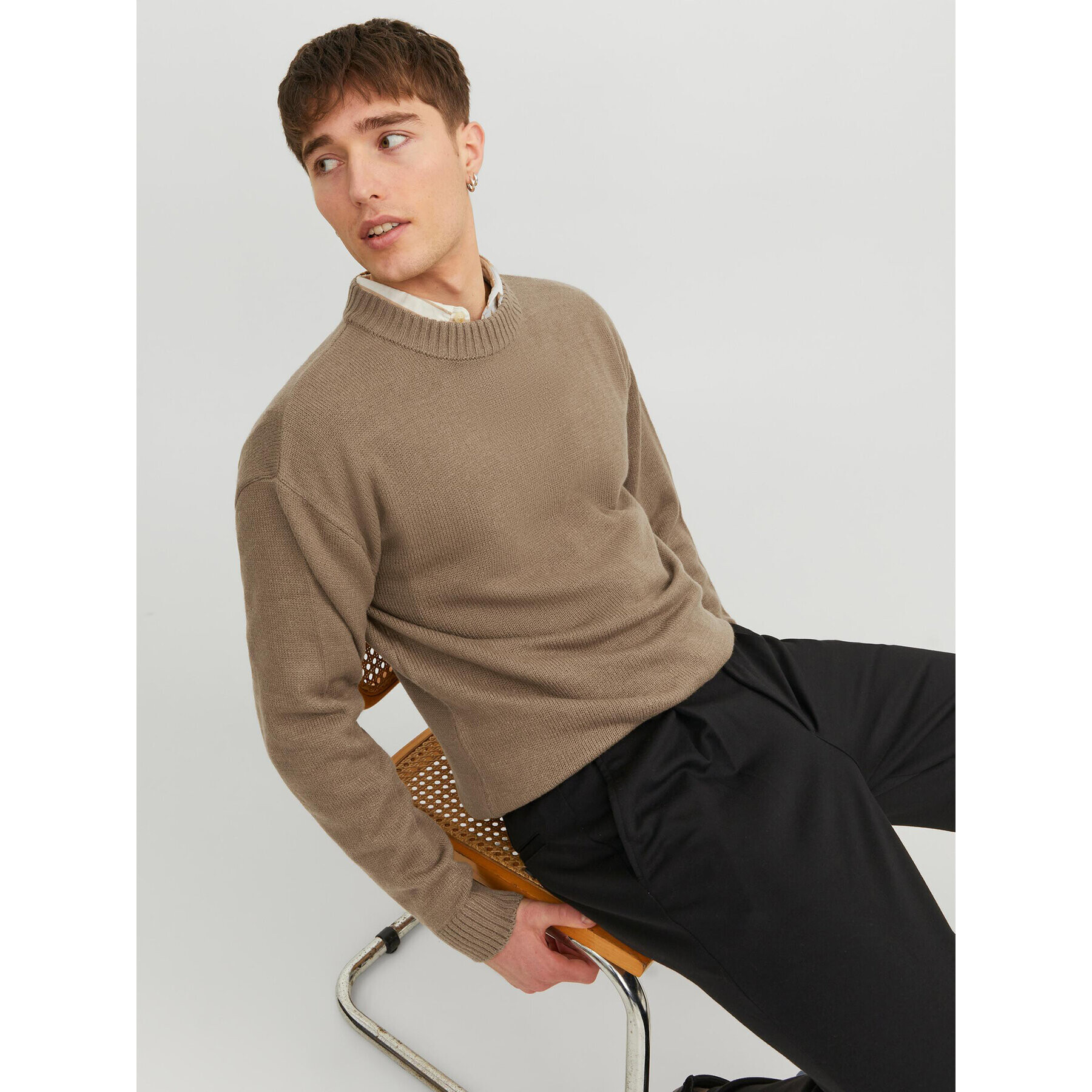 Jack&Jones Пуловер 12236774 Кафяв Regular Fit - Pepit.bg