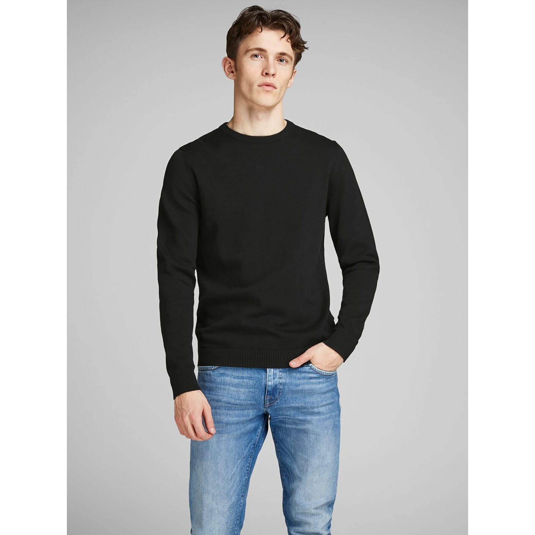 Jack&Jones Пуловер Basic 12137190 Черен Regular Fit - Pepit.bg