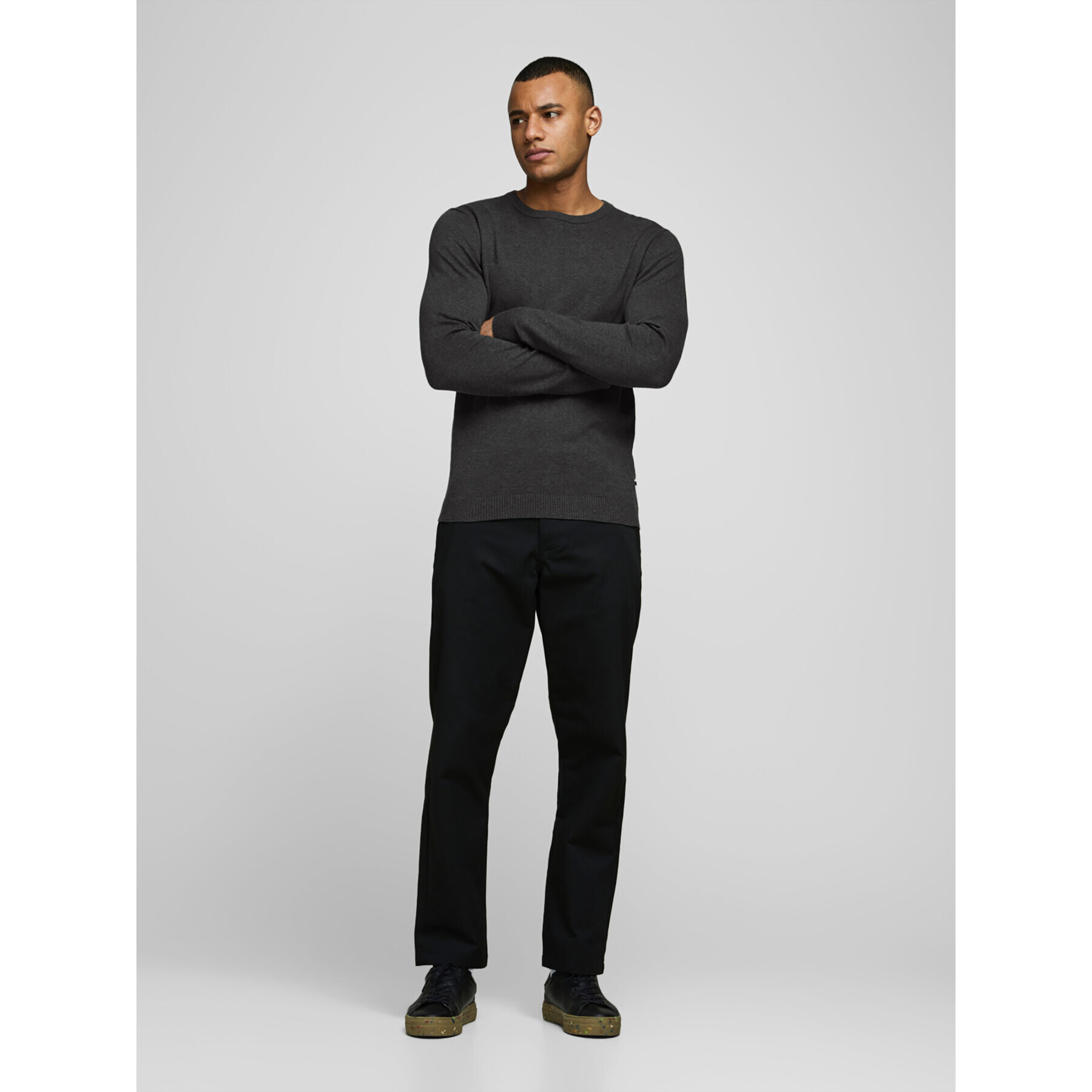 Jack&Jones Пуловер Basic 12137190 Сив Regular Fit - Pepit.bg