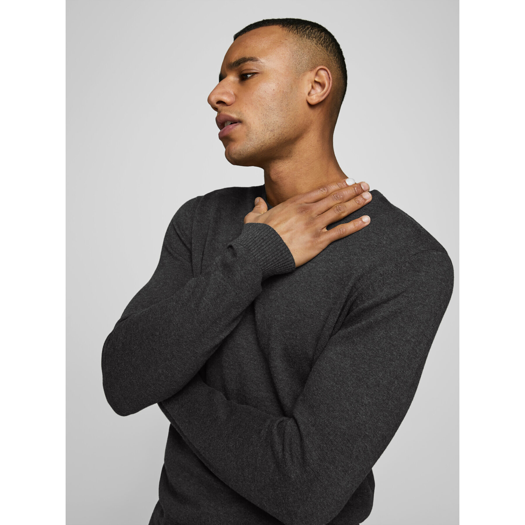 Jack&Jones Пуловер Basic 12137190 Сив Regular Fit - Pepit.bg