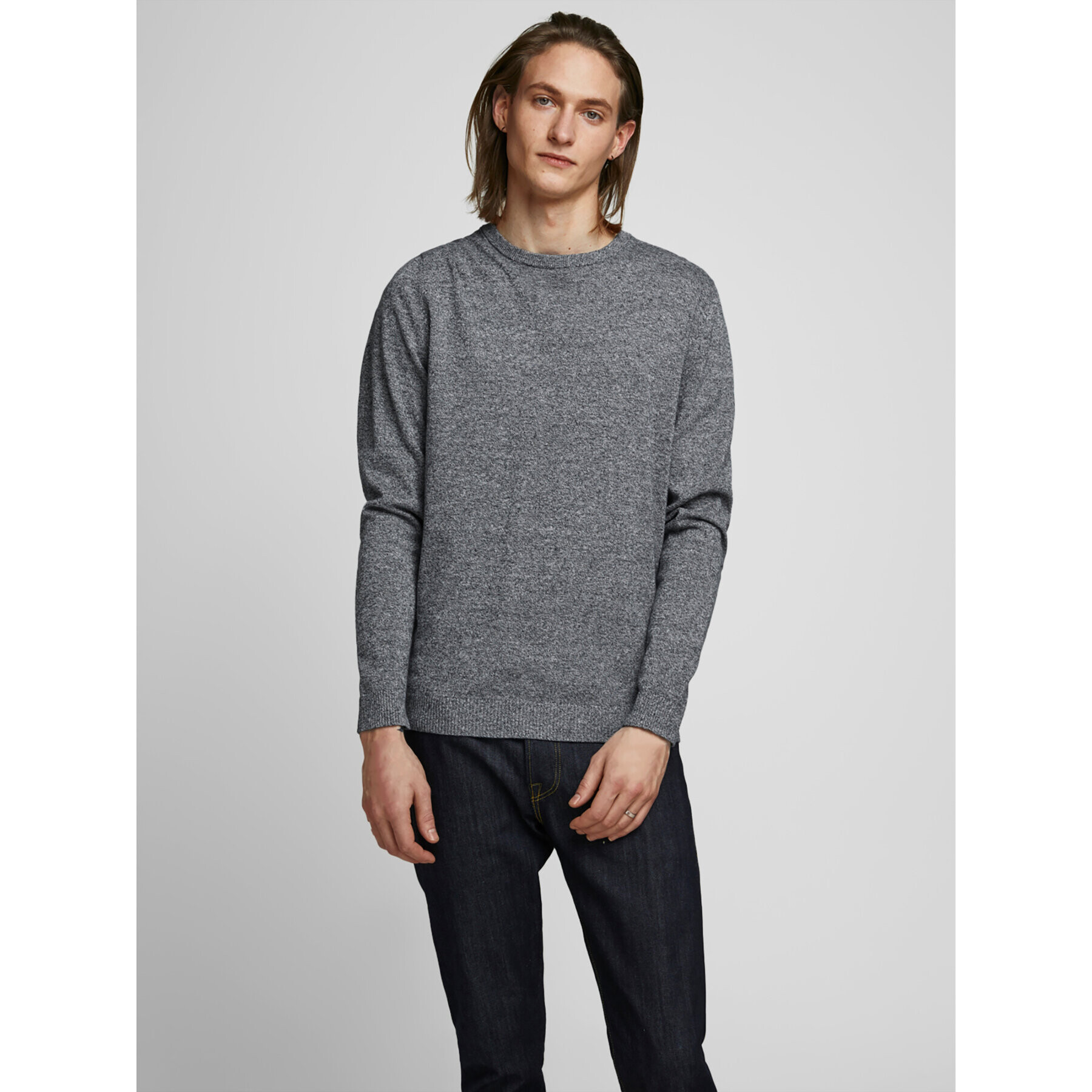 Jack&Jones Пуловер Basic 12137190 Сив Regular Fit - Pepit.bg