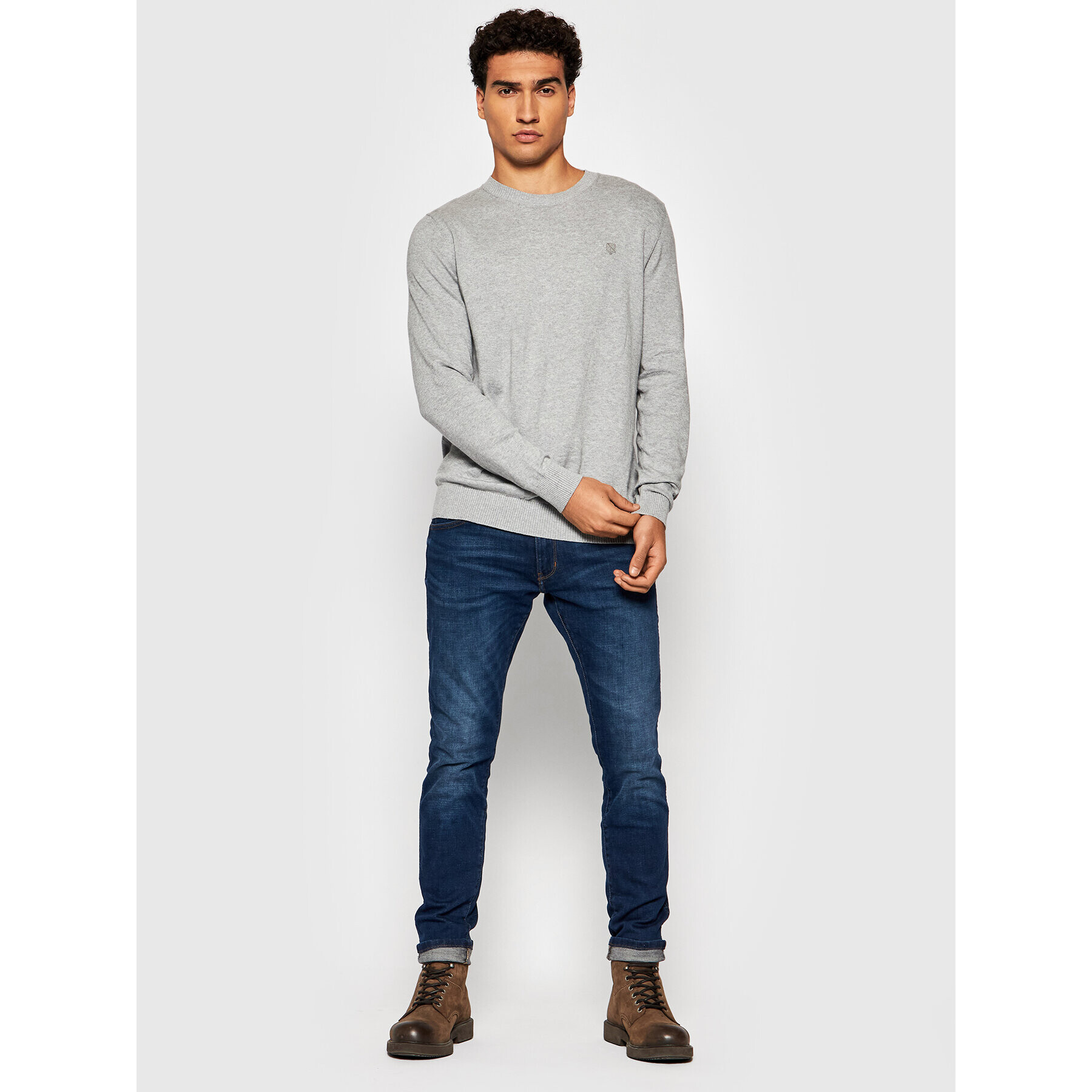 Jack&Jones PREMIUM Пуловер Bluray 12192311 Сив Regular Fit - Pepit.bg