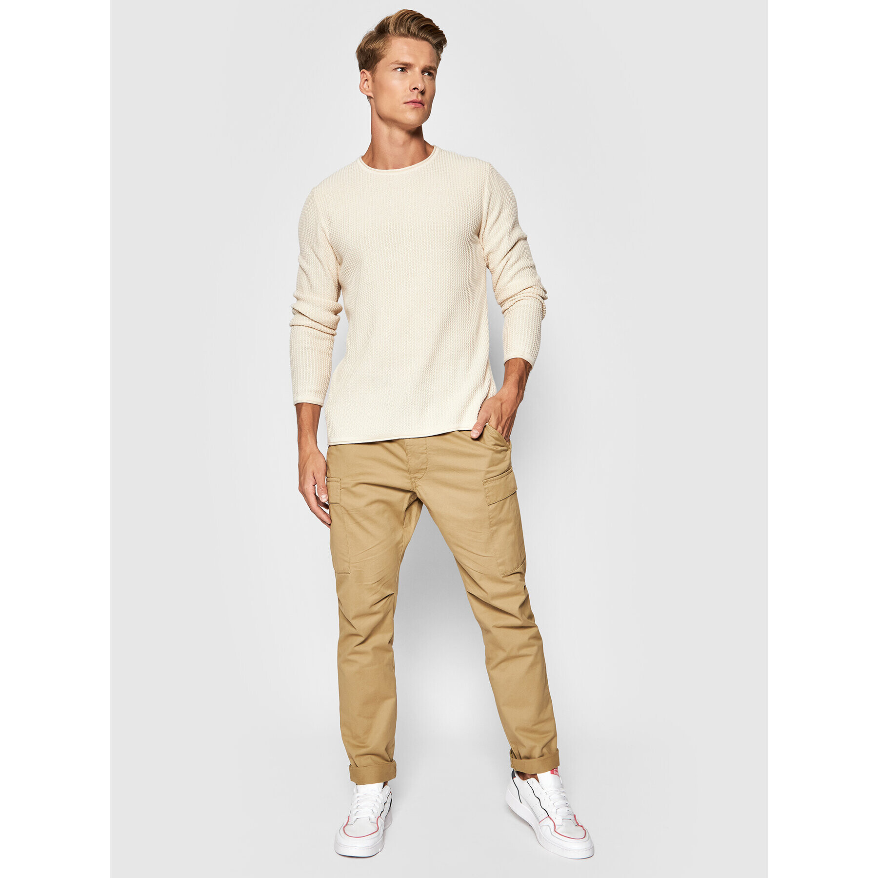 Jack&Jones PREMIUM Пуловер Carlos 12179861 Бежов Regular Fit - Pepit.bg