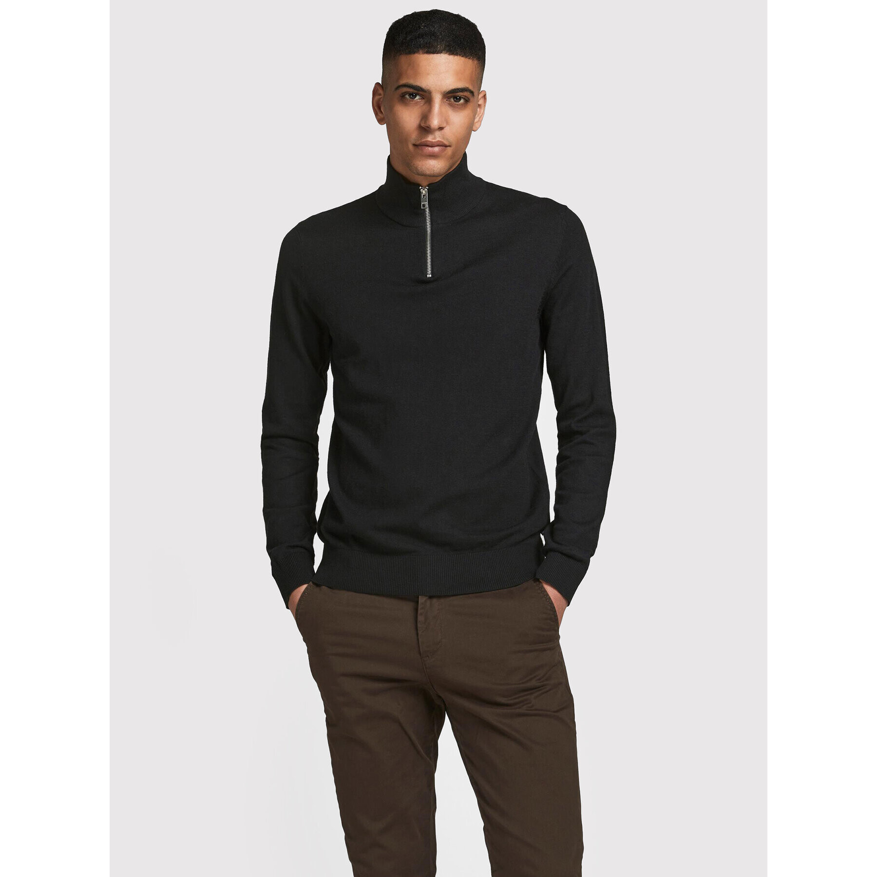 Jack&Jones Пуловер Emil 12189339 Черен Regular Fit - Pepit.bg