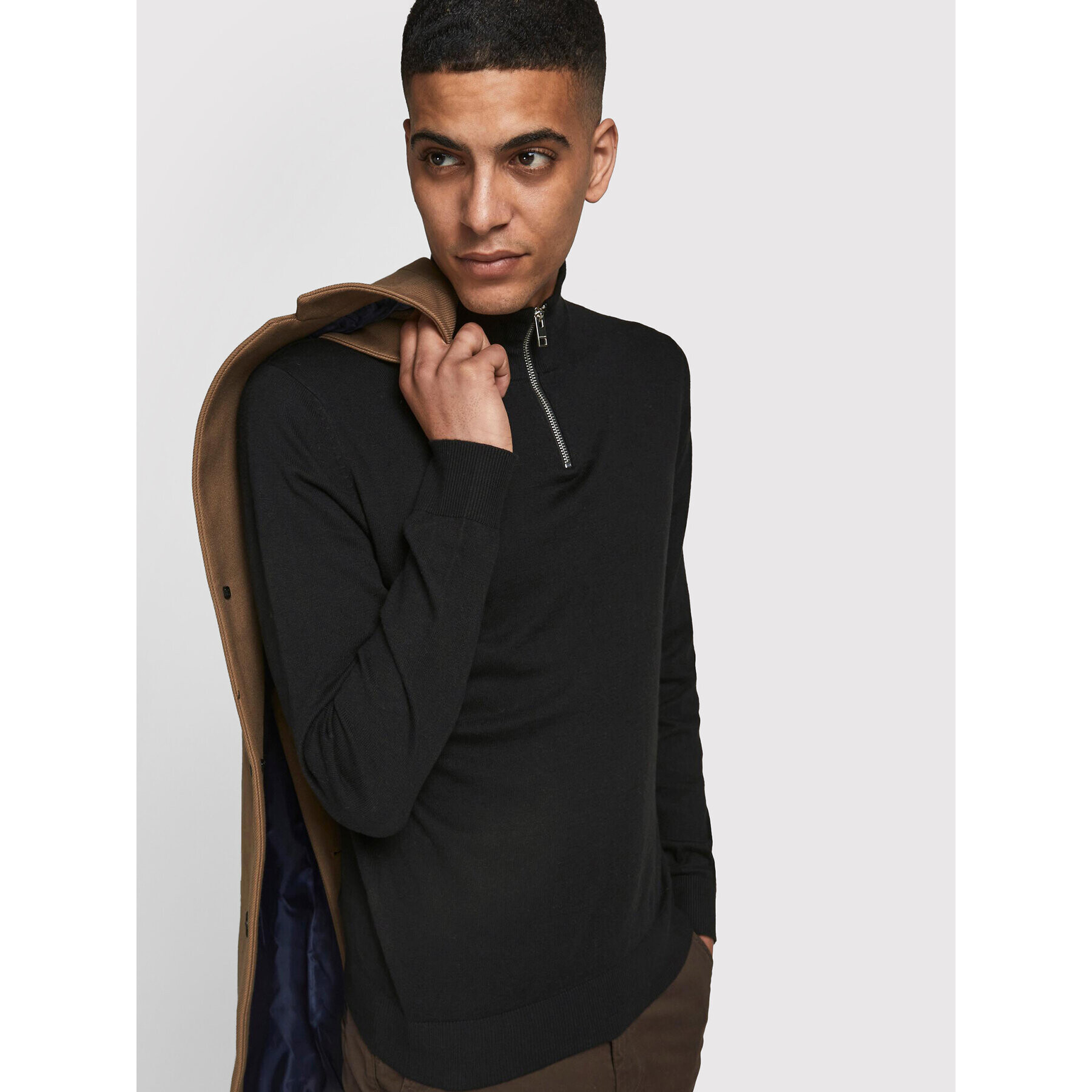 Jack&Jones Пуловер Emil 12189339 Черен Regular Fit - Pepit.bg