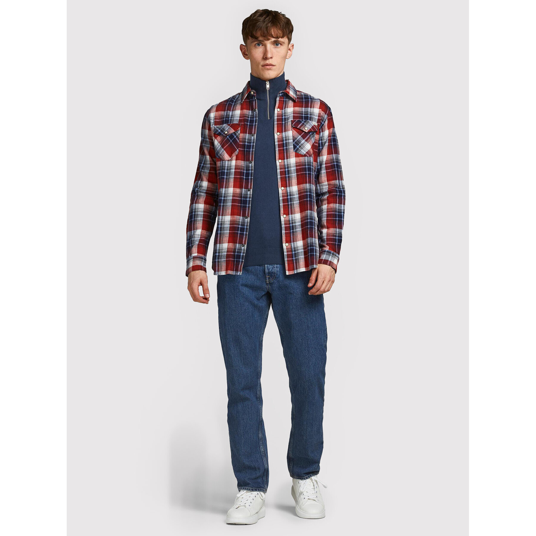 Jack&Jones Пуловер Emil 12189339 Тъмносин Regular Fit - Pepit.bg