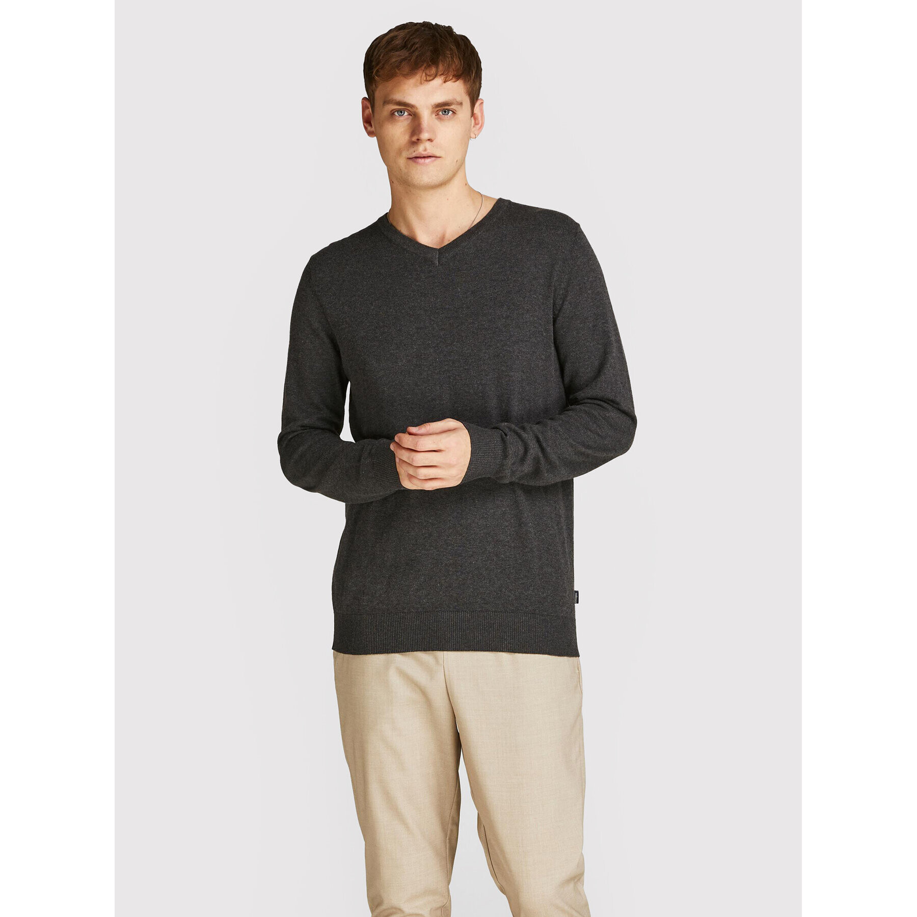 Jack&Jones Пуловер Emil 12208365 Сив Regular Fit - Pepit.bg