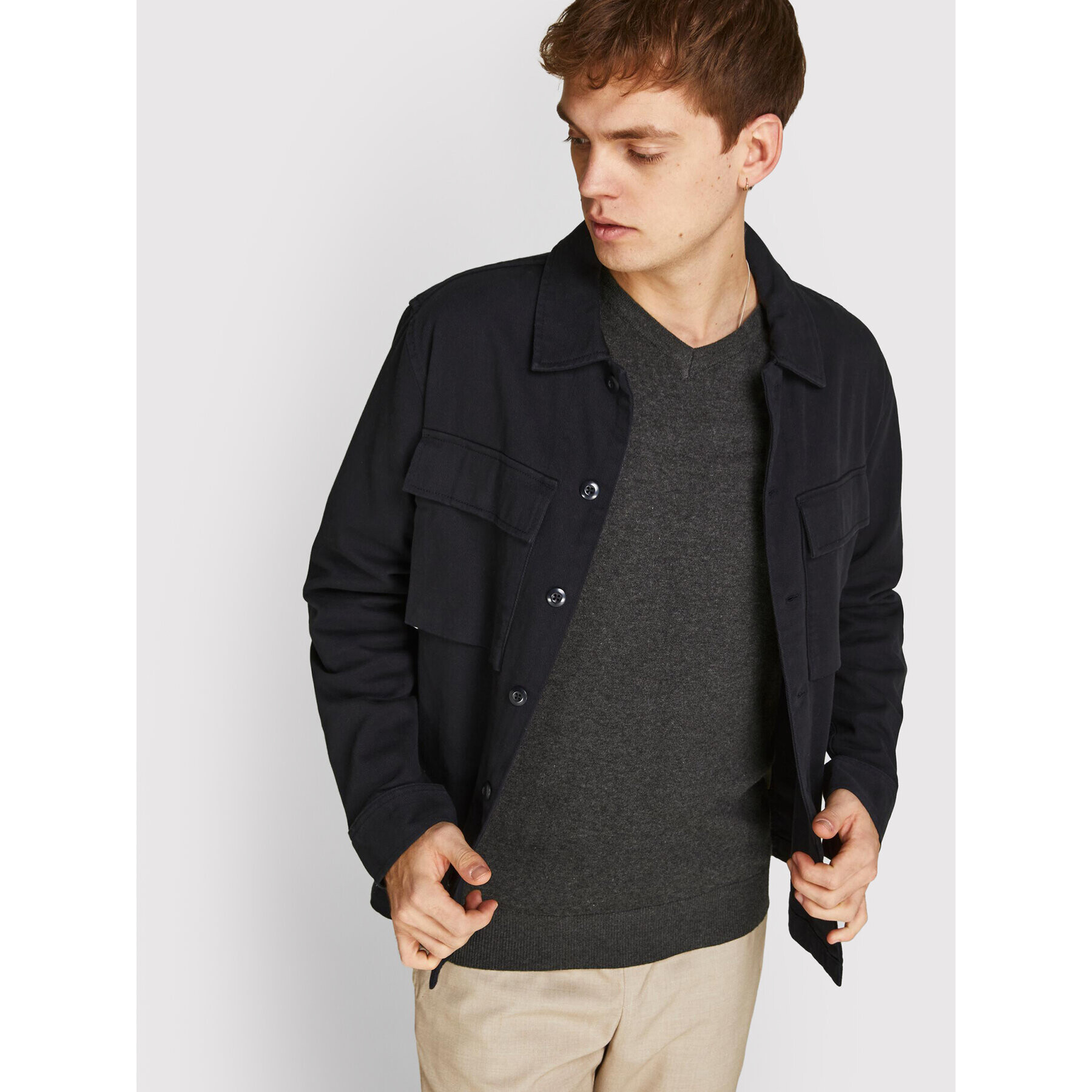 Jack&Jones Пуловер Emil 12208365 Сив Regular Fit - Pepit.bg