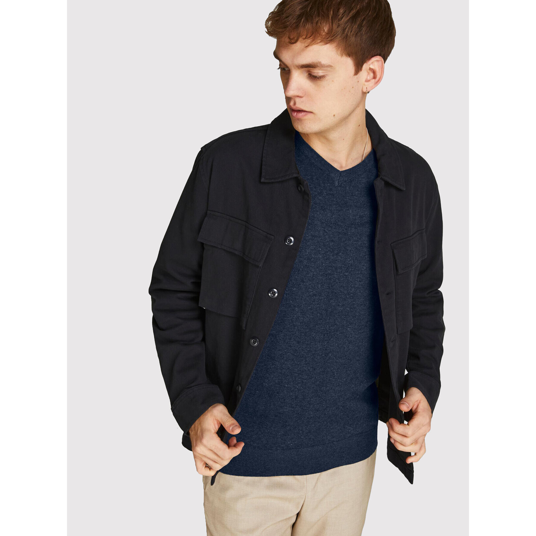 Jack&Jones Пуловер Emil 12208365 Тъмносин Regular Fit - Pepit.bg