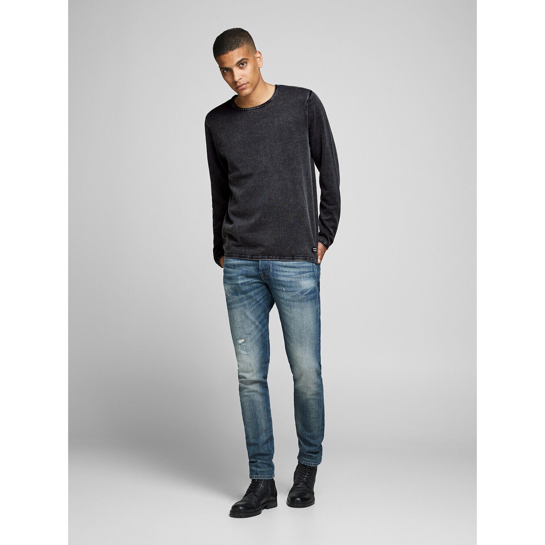 Jack&Jones Пуловер Leo 12174001 Черен Regular Fit - Pepit.bg