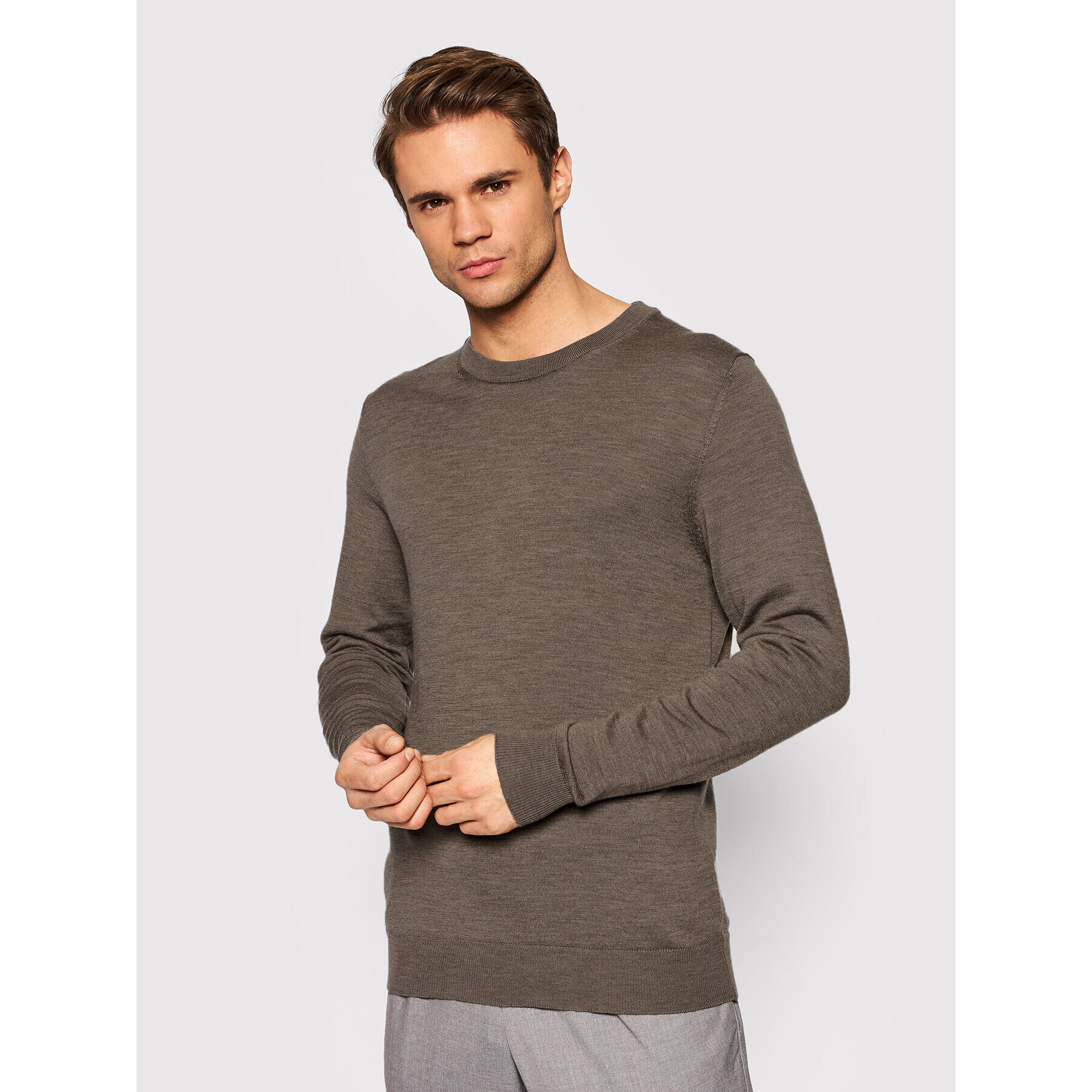 Jack&Jones Пуловер Mark 12175288 Кафяв Regular Fit - Pepit.bg