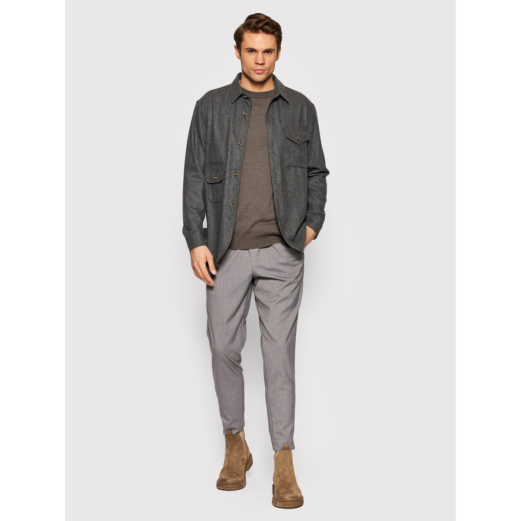 Jack&Jones Пуловер Mark 12175288 Кафяв Regular Fit - Pepit.bg