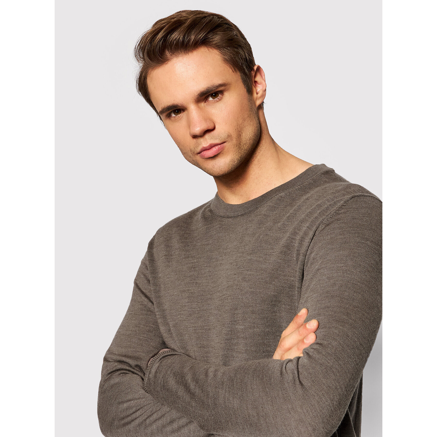 Jack&Jones Пуловер Mark 12175288 Кафяв Regular Fit - Pepit.bg
