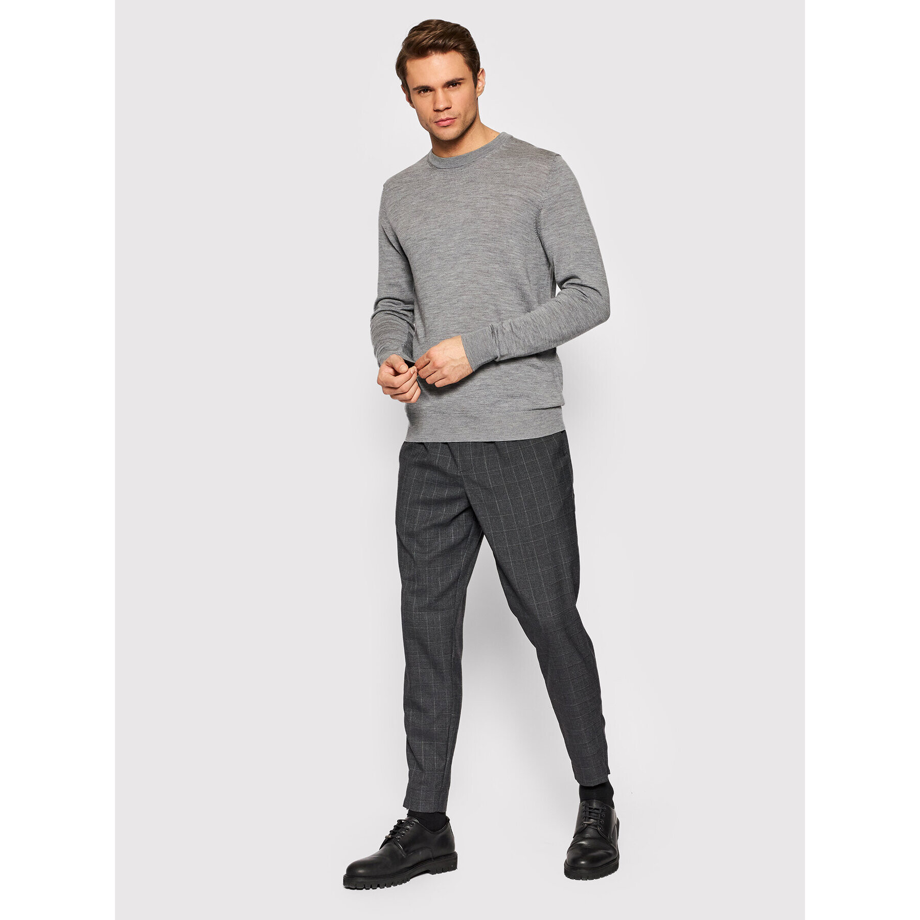 Jack&Jones Пуловер Mark 12175288 Сив Regular Fit - Pepit.bg