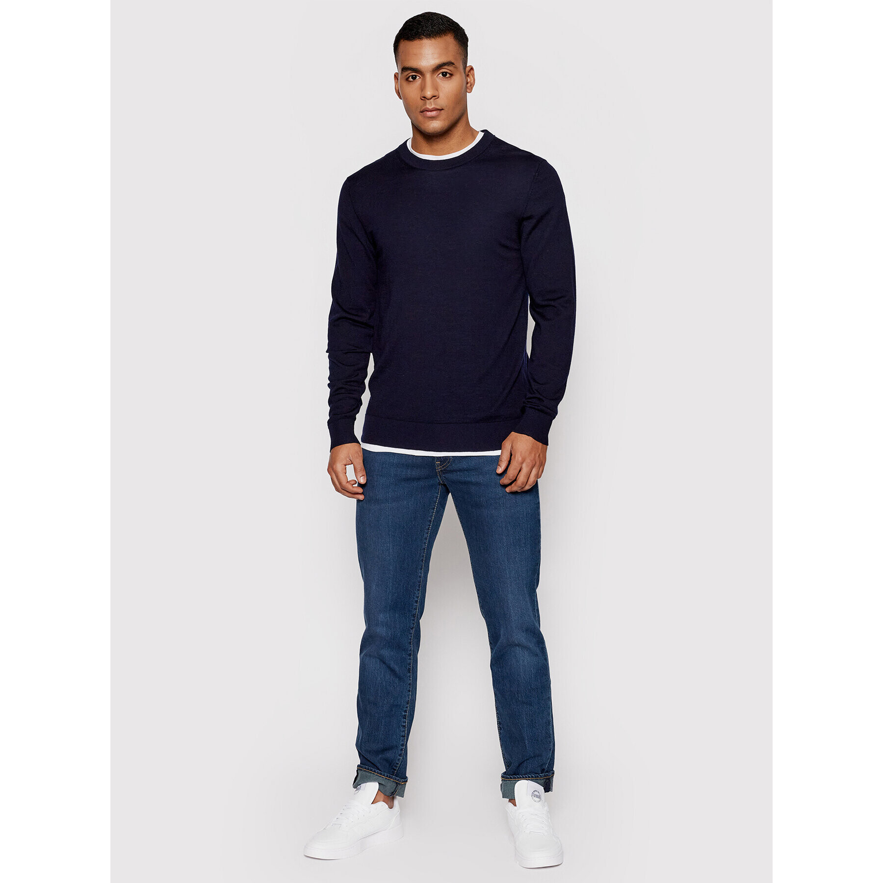 Jack&Jones Пуловер Mark 12175288 Тъмносин Regular Fit - Pepit.bg