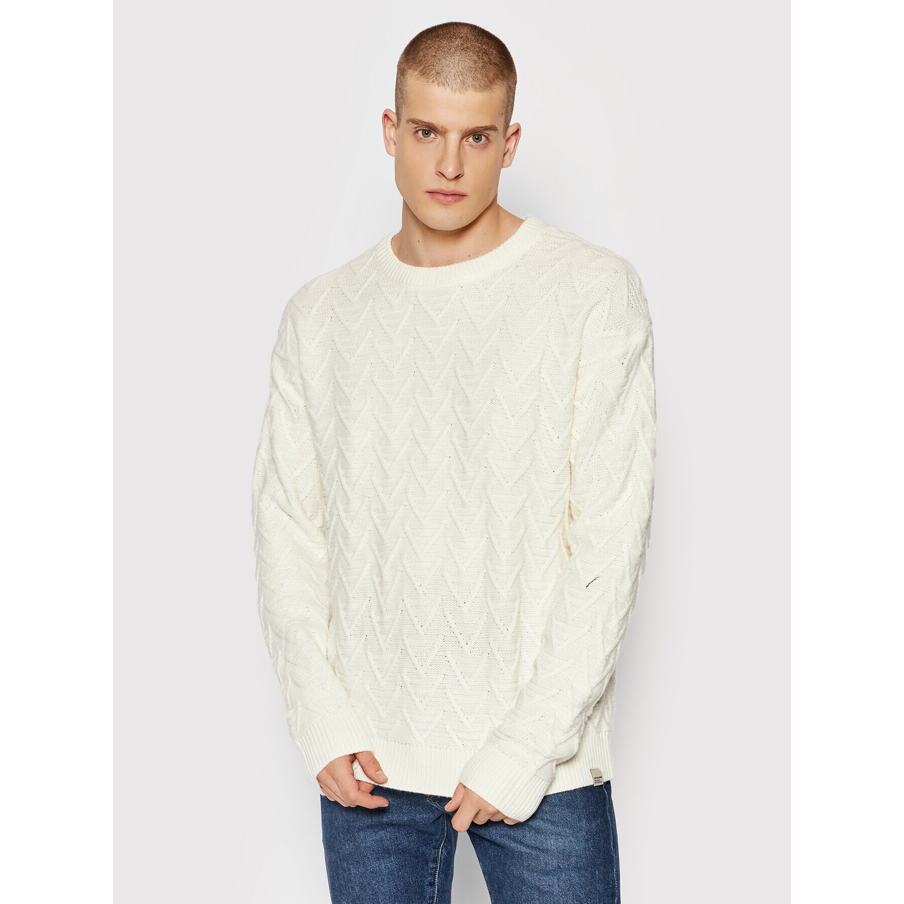 Jack&Jones Пуловер Nox 12196852 Бял Regular Fit - Pepit.bg