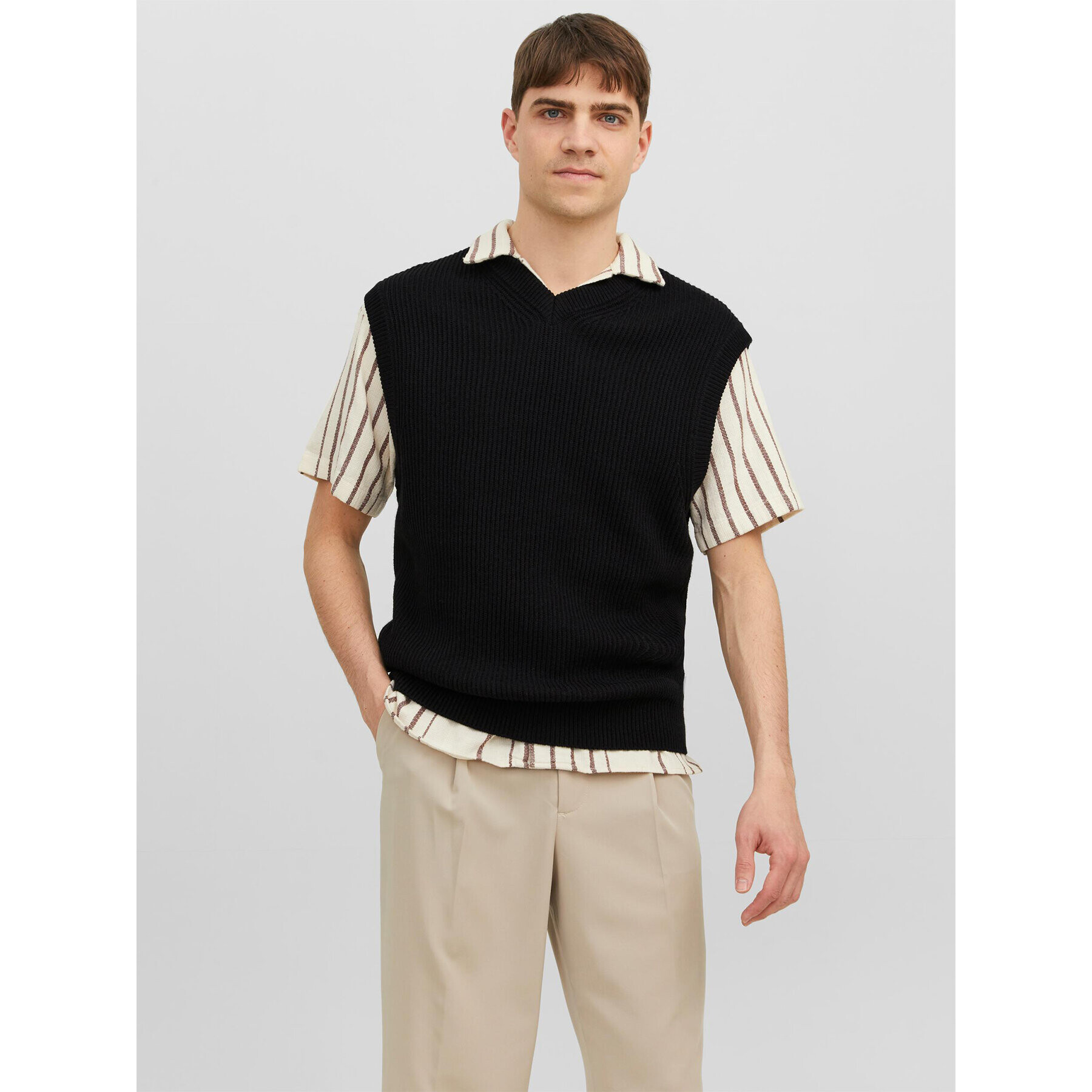 Jack&Jones Пуловер Rib 12241167 Черен Regular Fit - Pepit.bg