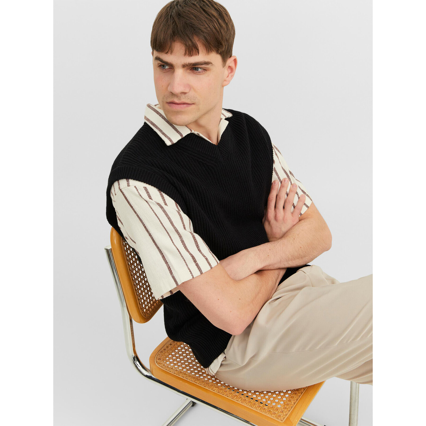 Jack&Jones Пуловер Rib 12241167 Черен Regular Fit - Pepit.bg