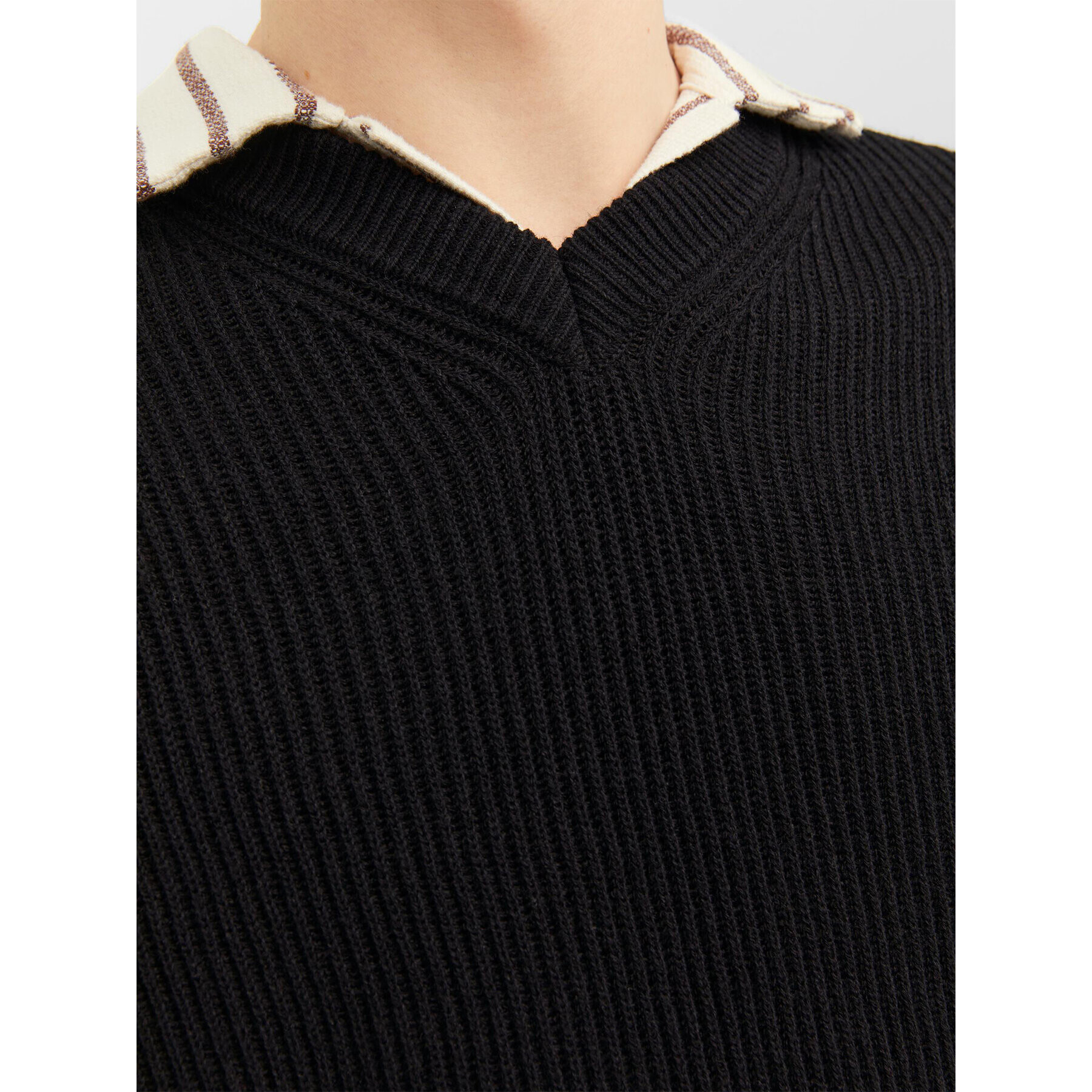Jack&Jones Пуловер Rib 12241167 Черен Regular Fit - Pepit.bg