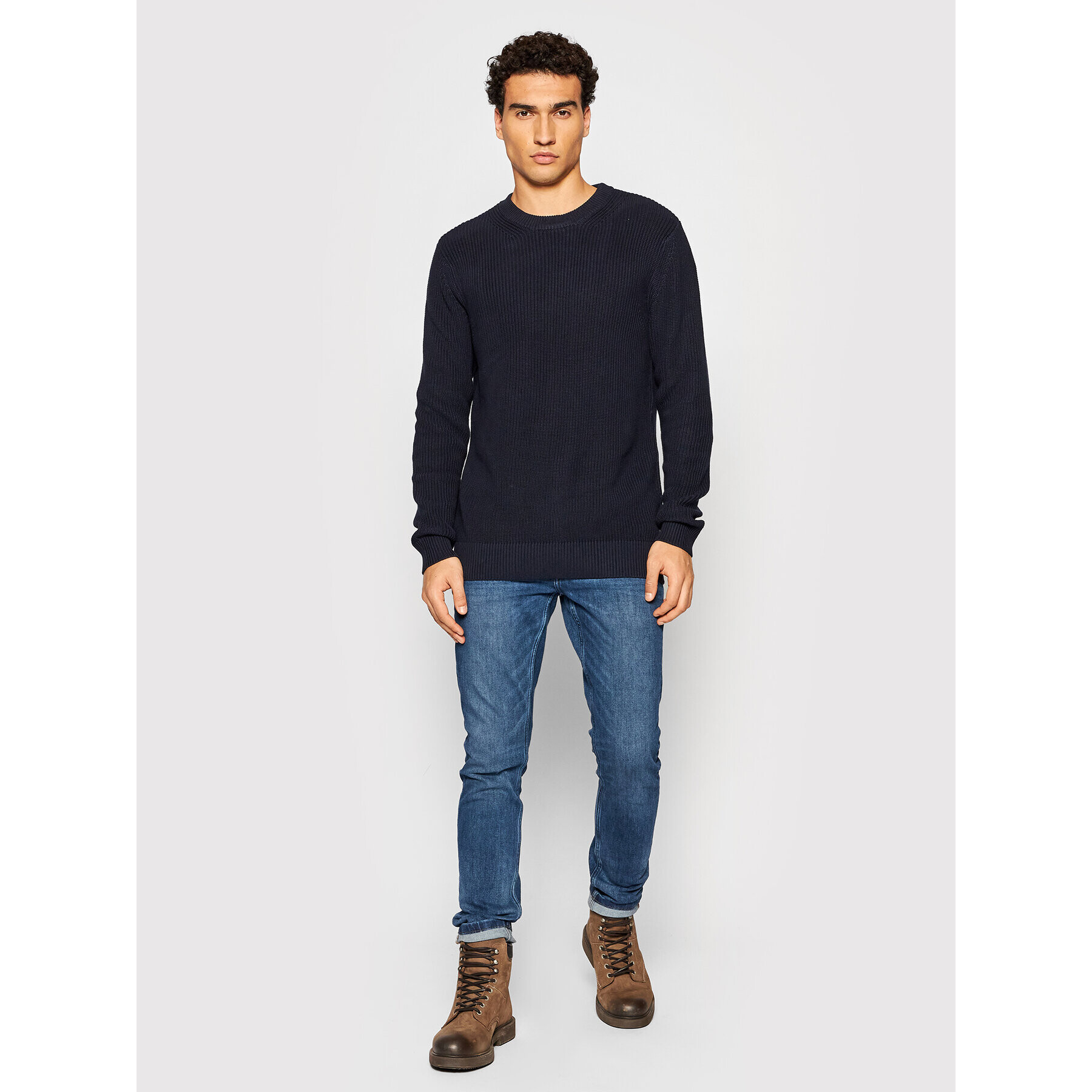 Jack&Jones PREMIUM Пуловер Well 12193093 Тъмносин Regular Fit - Pepit.bg