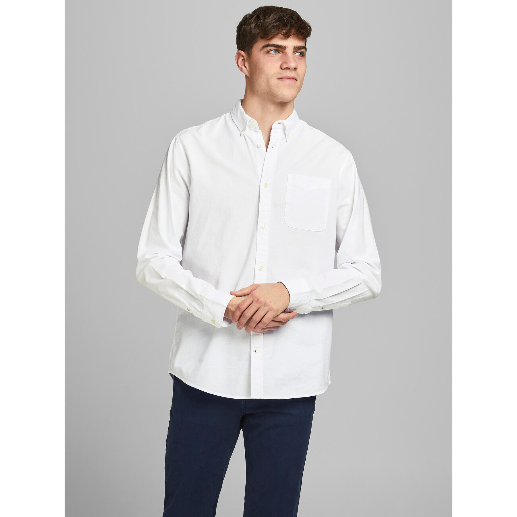 Jack&Jones Риза 12182486 Бял Slim Fit - Pepit.bg