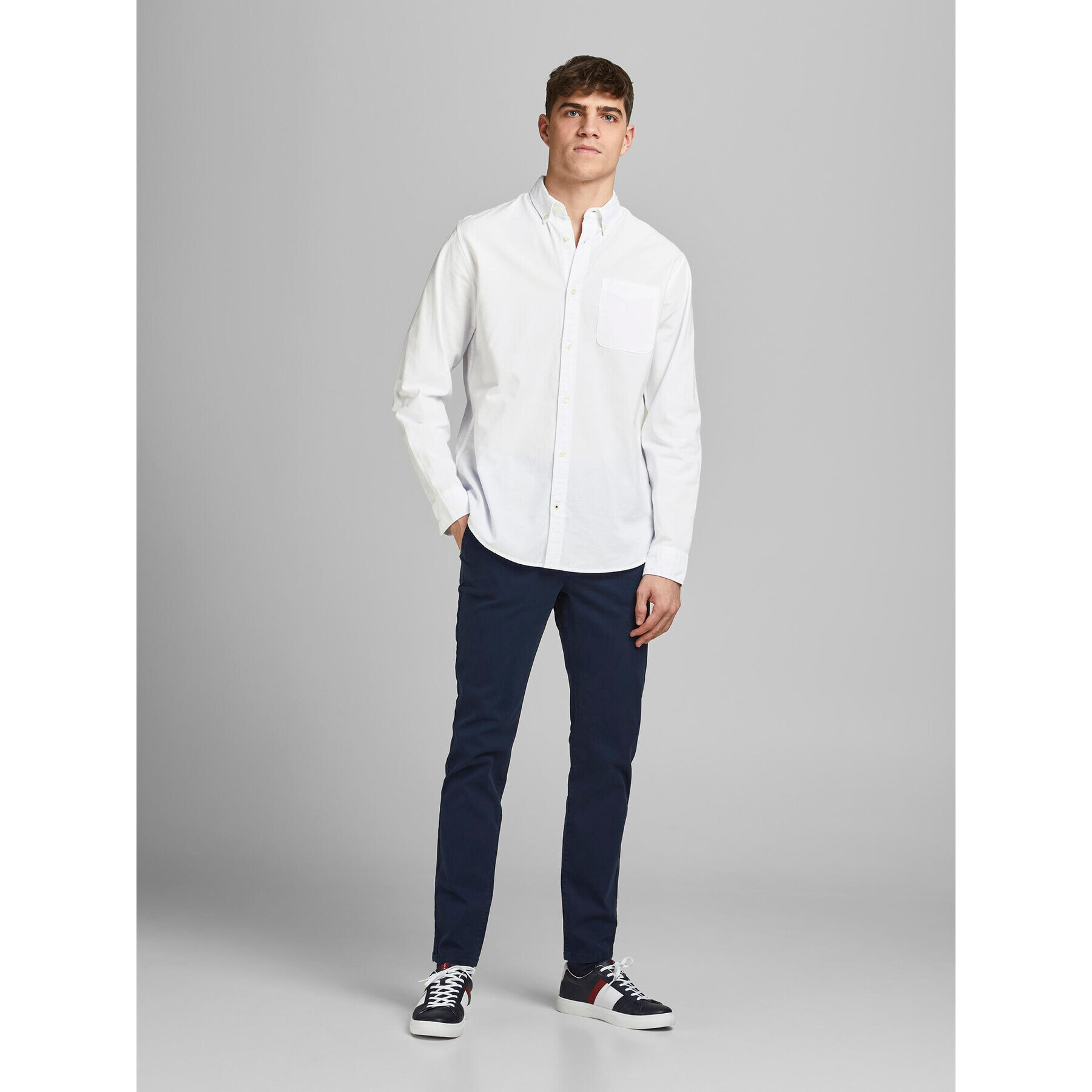 Jack&Jones Риза 12182486 Бял Slim Fit - Pepit.bg