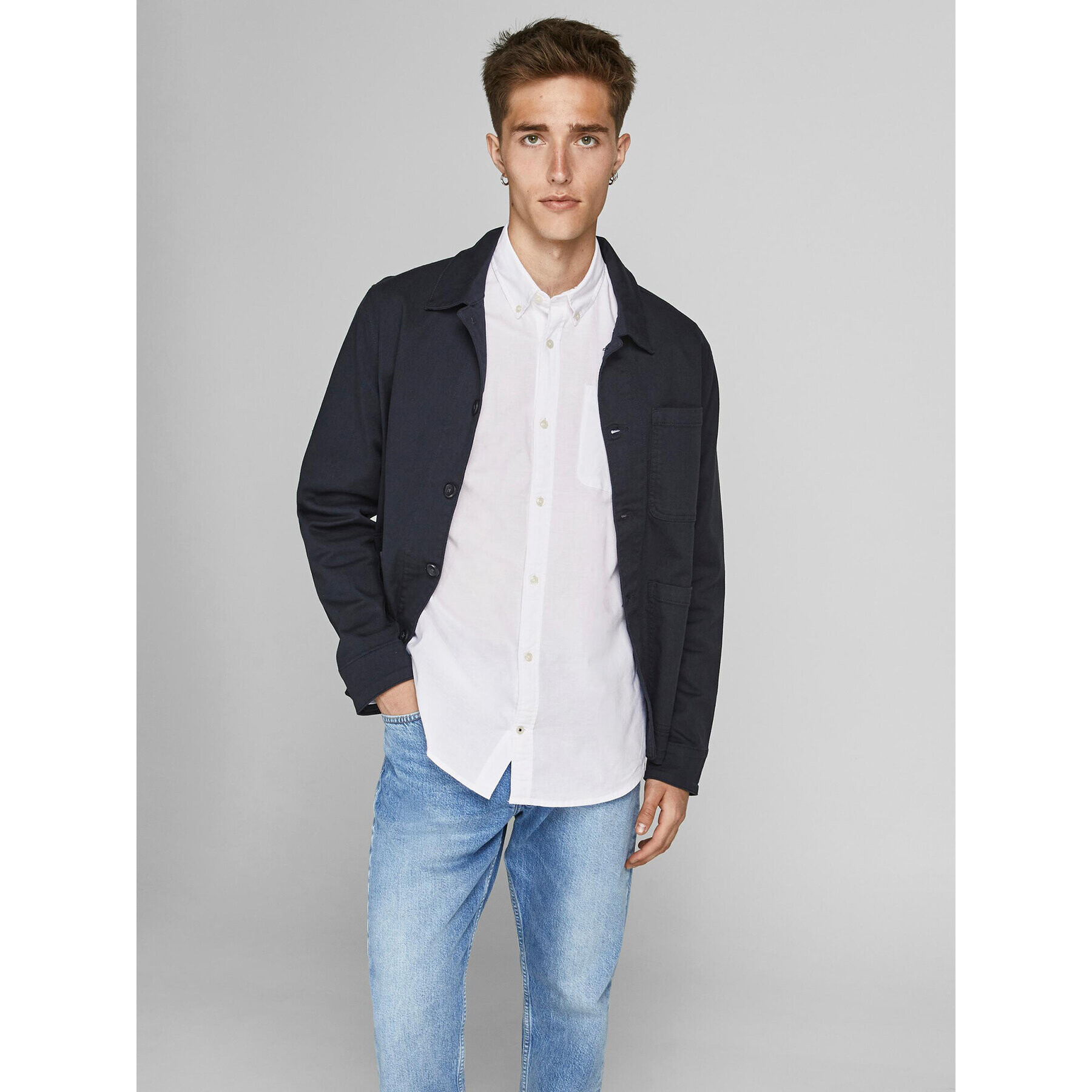 Jack&Jones Риза 12182486 Бял Slim Fit - Pepit.bg