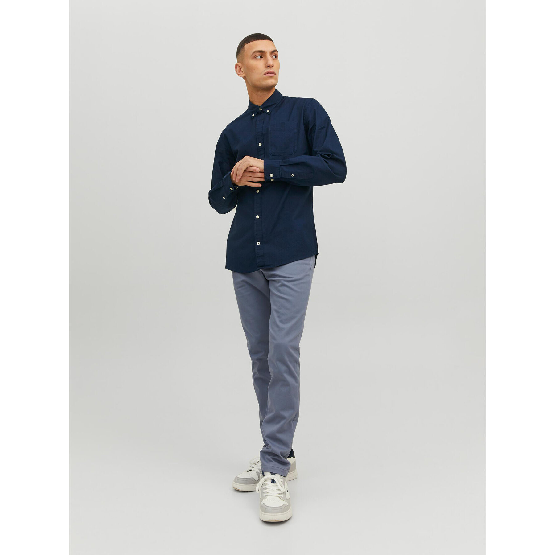 Jack&Jones Риза 12182486 Тъмносин Slim Fit - Pepit.bg