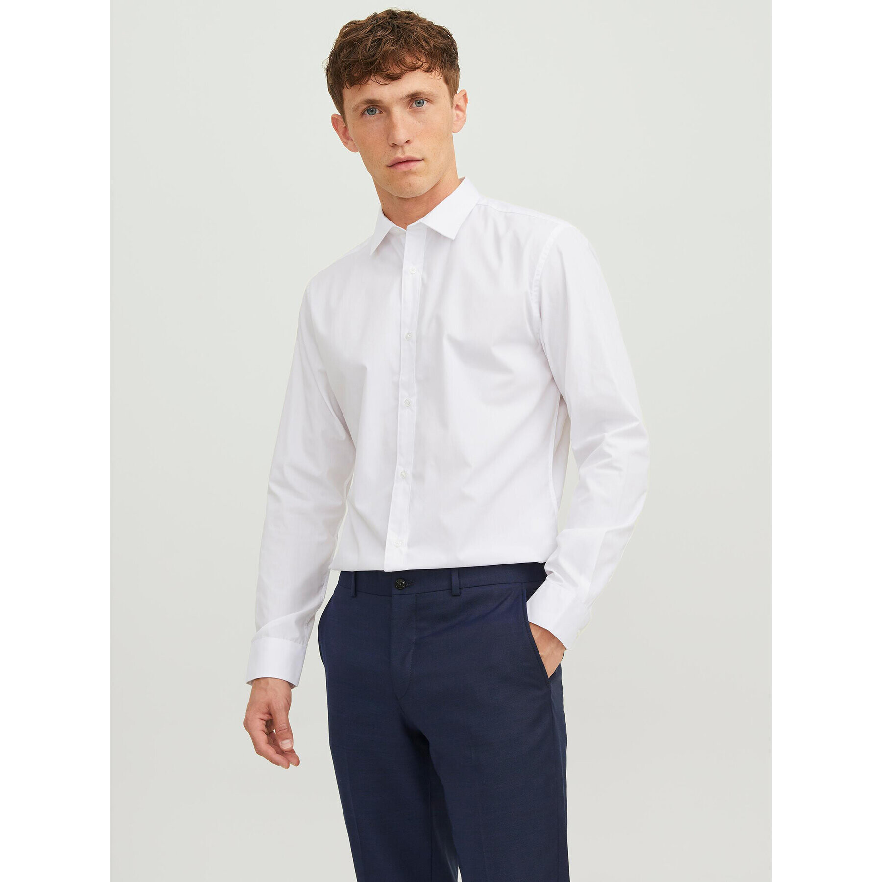 Jack&Jones Риза 12187222 Бял Slim Fit - Pepit.bg