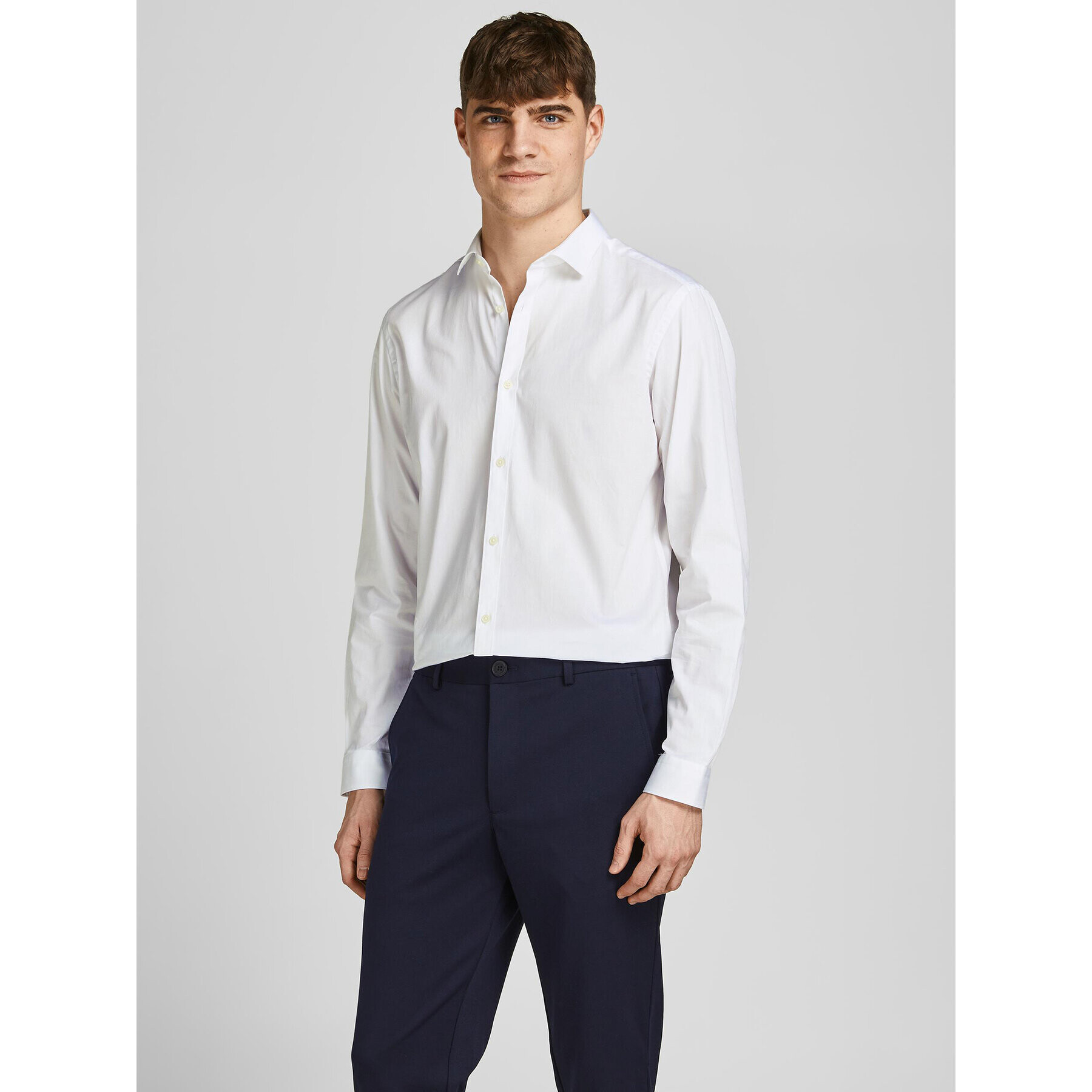 Jack&Jones Риза 12201905 Бял Slim Fit - Pepit.bg