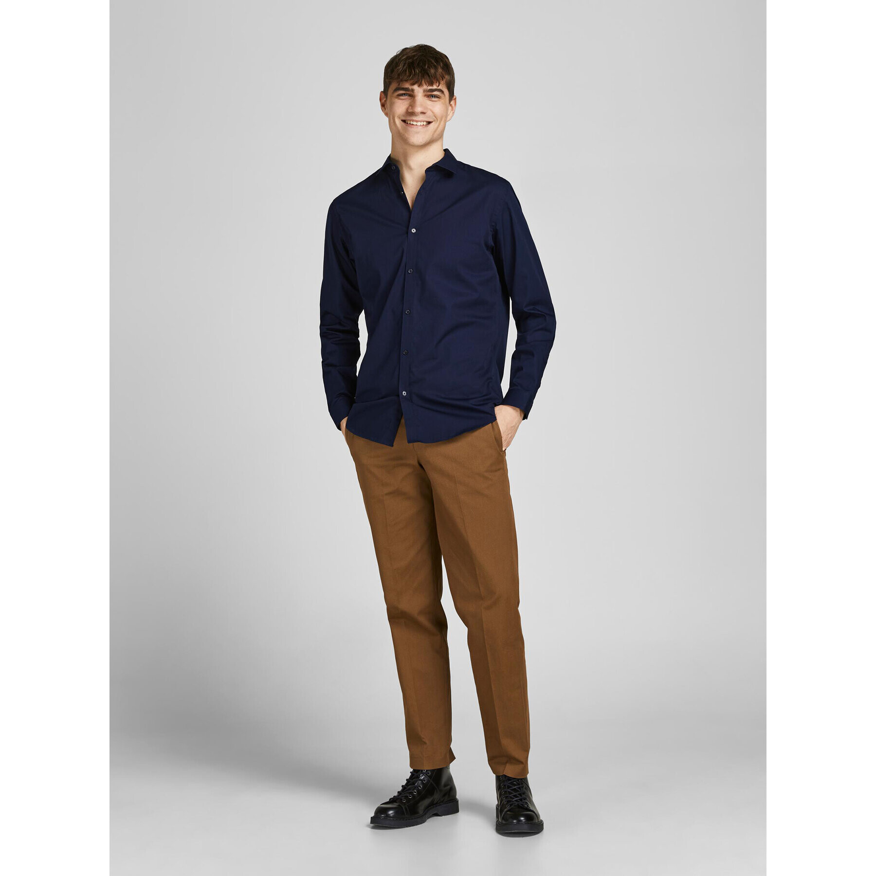 Jack&Jones Риза 12201905 Тъмносин Slim Fit - Pepit.bg