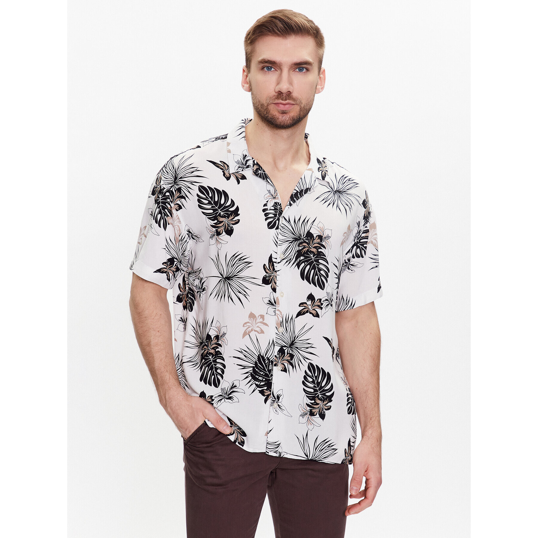 Jack&Jones Риза Irwin 12222959 Бял Relaxed Fit - Pepit.bg