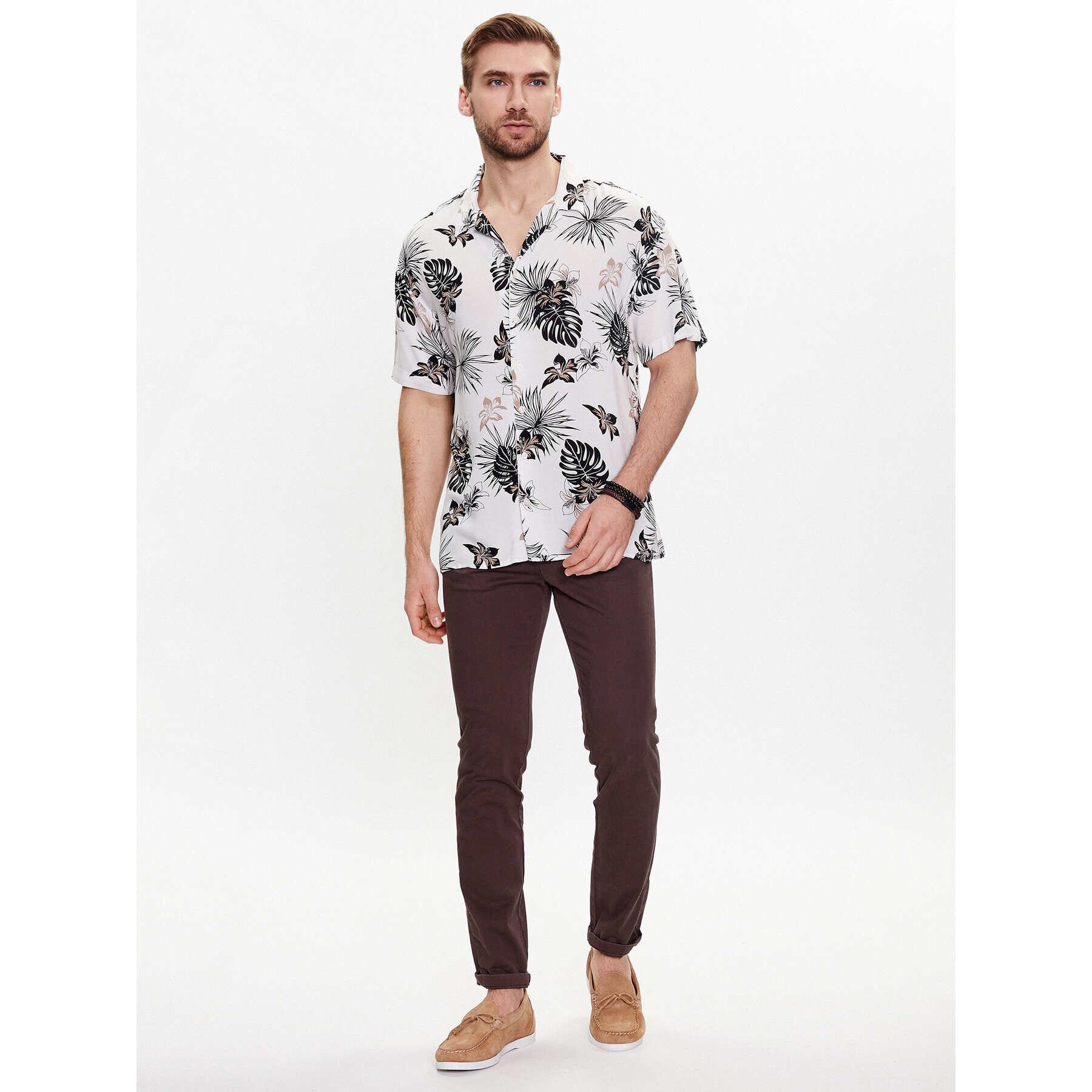 Jack&Jones Риза Irwin 12222959 Бял Relaxed Fit - Pepit.bg